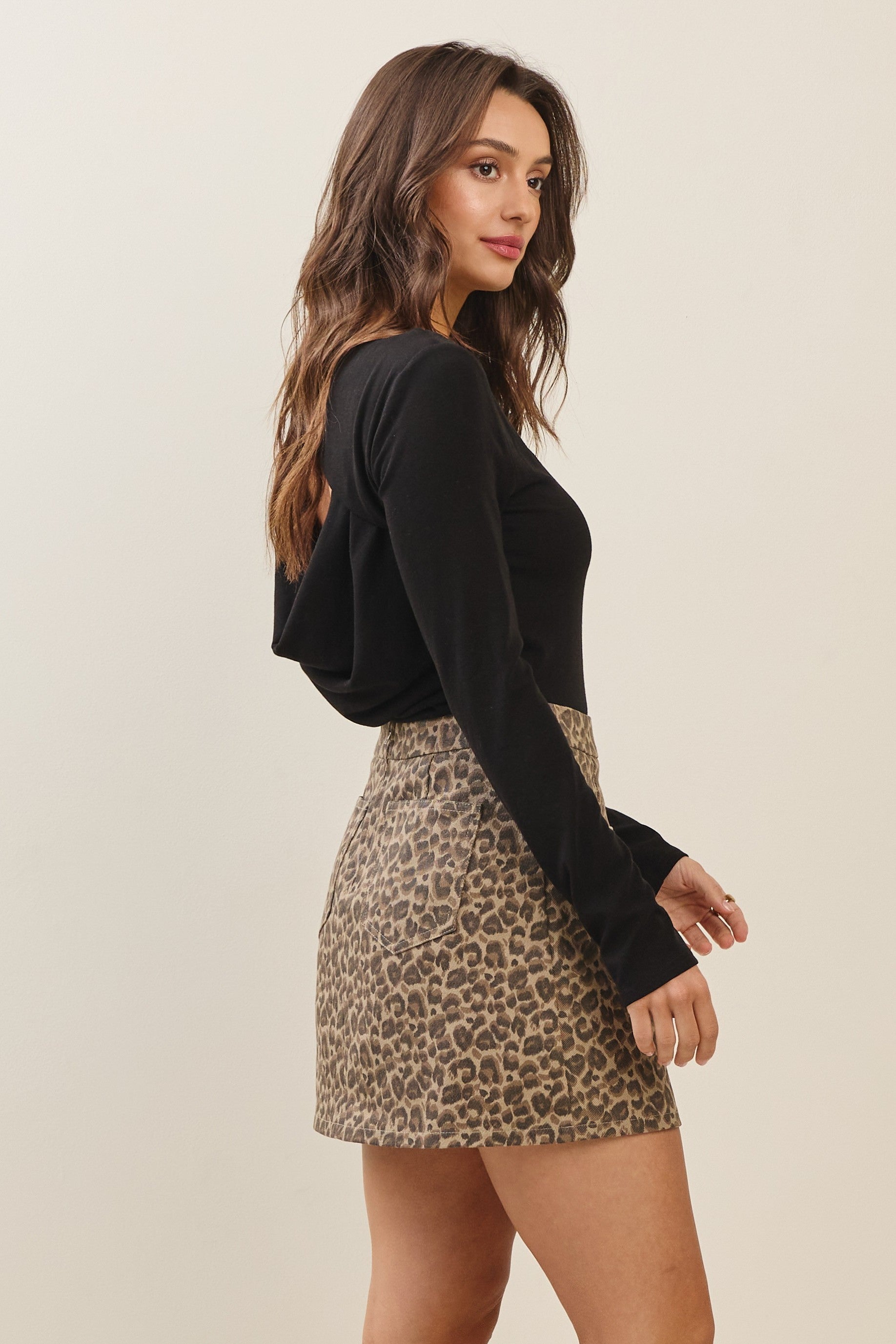 Able Open Cowl Back Knit Top