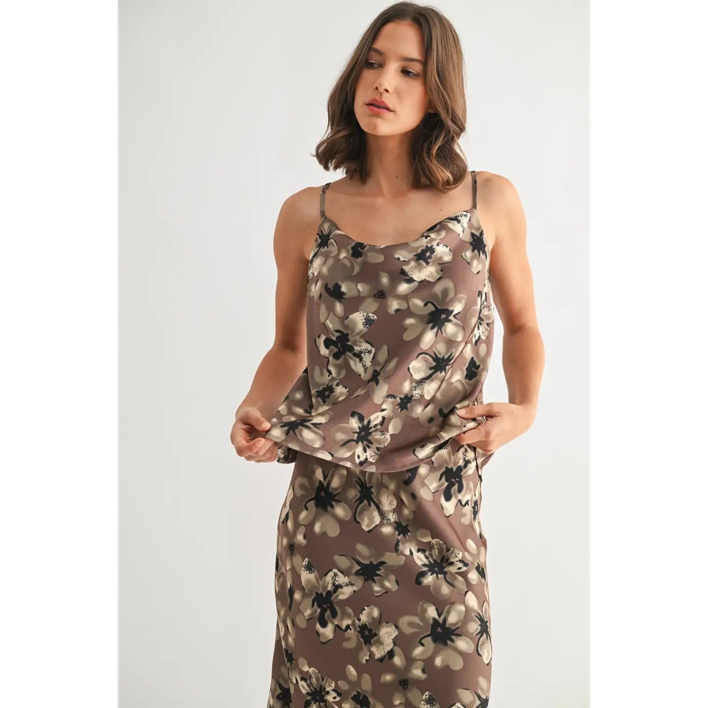 Fun2Fun Flower Print Cowl Neck Top