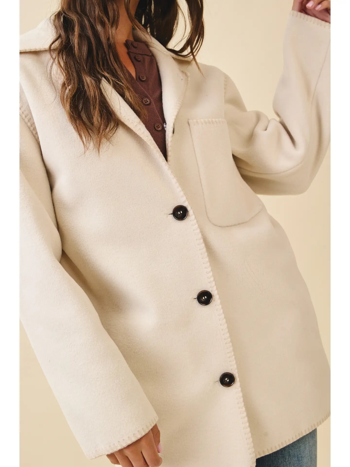 Aemi+Co Contrast Stitch Coat