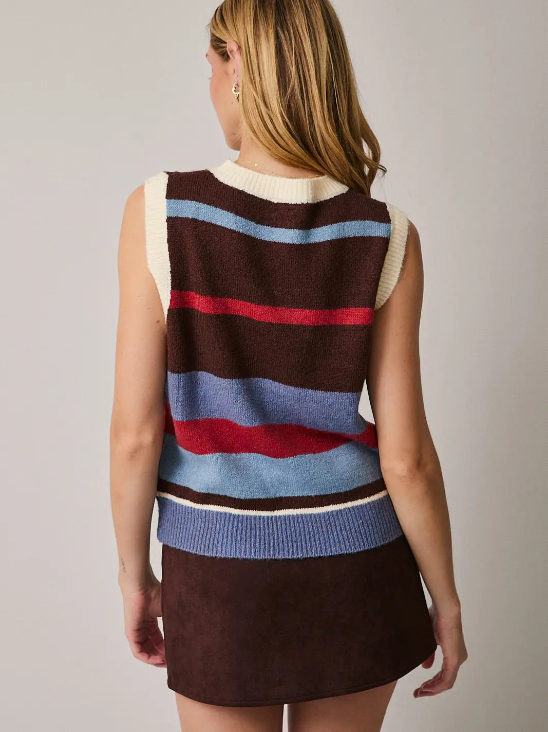 Sunday Edition Round Neck Stripe Sweater Vest