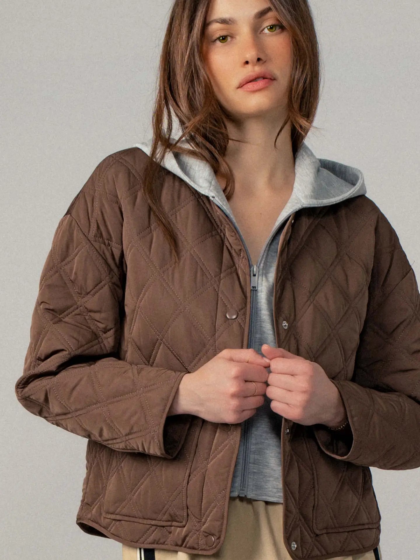 Urban Daizy Diamond Quilted Hooded Jacket (Various Colors)