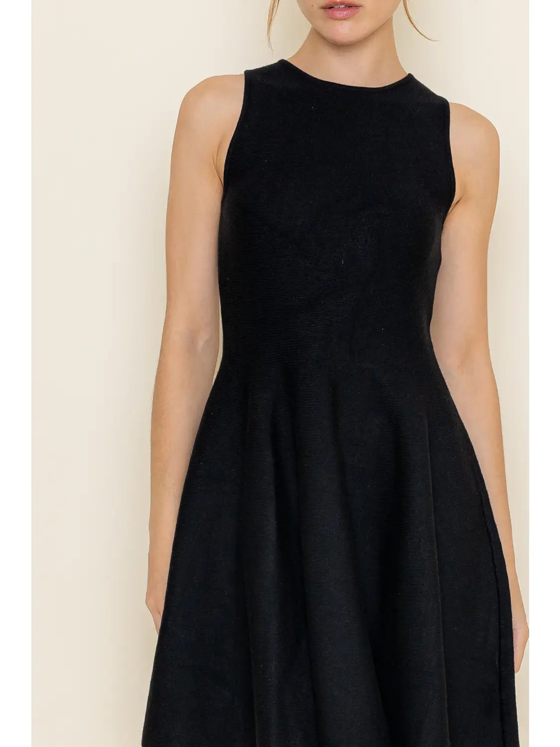 FORE Crew Neck Flared Sleeveless Midi Dress