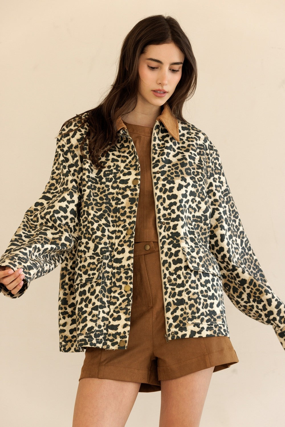 Storia Leopard Print Button-up Jacket