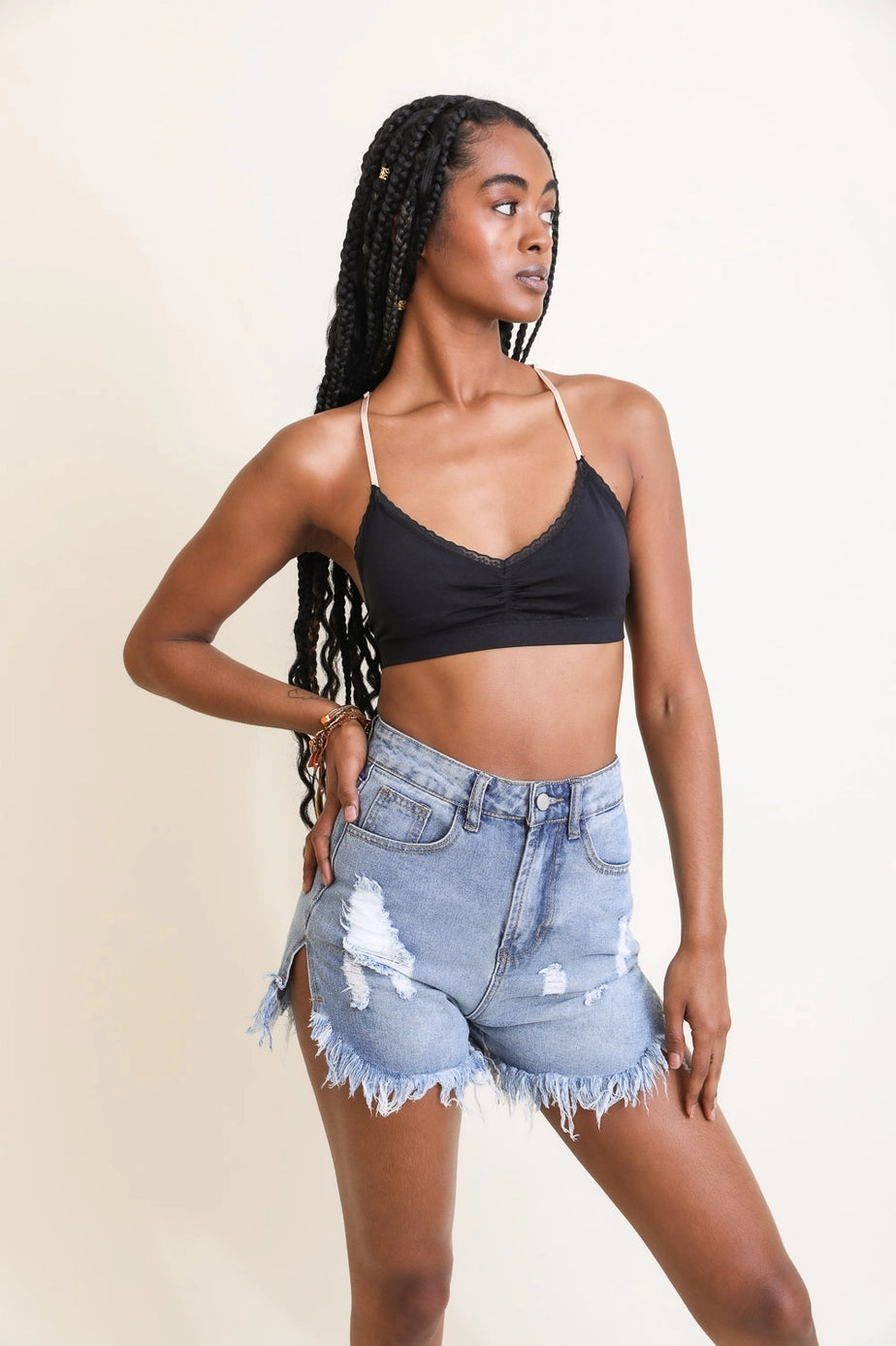 Leto Feminine Floral Lattice Bralette (Various Colors)