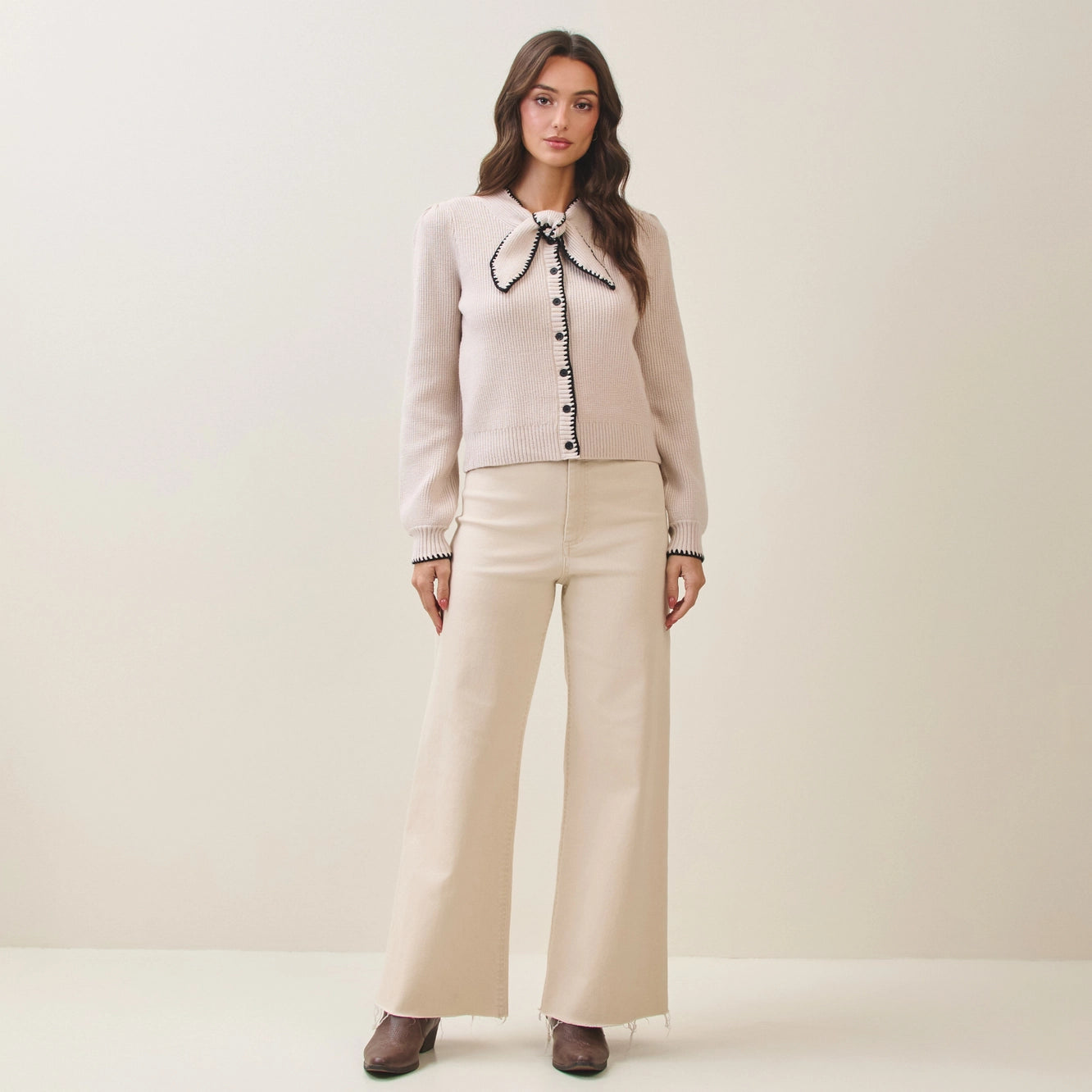 Able Whipstitch Bow Cardigan