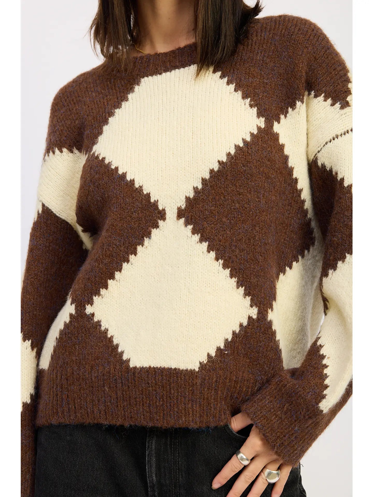 Emory Park Two Tone Argyle Oversized Sweater