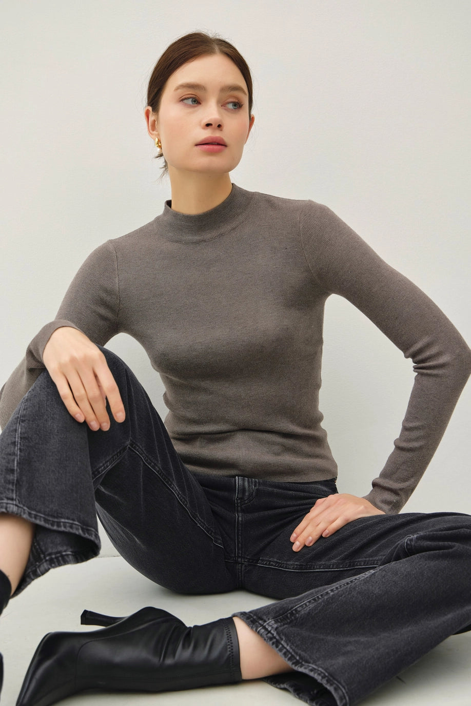 Be Cool Ribbed Mock Neck Sweater