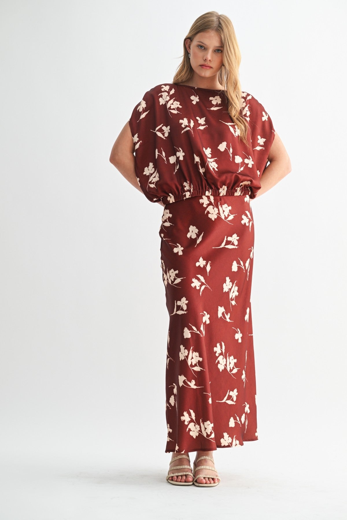 Fun2Fun Flower Print Bias Cut Skirt