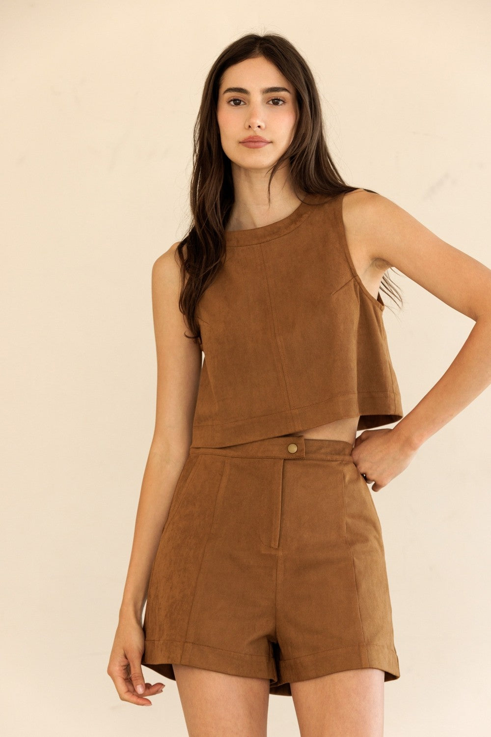 Storia Suede Sleeveless Crop Top