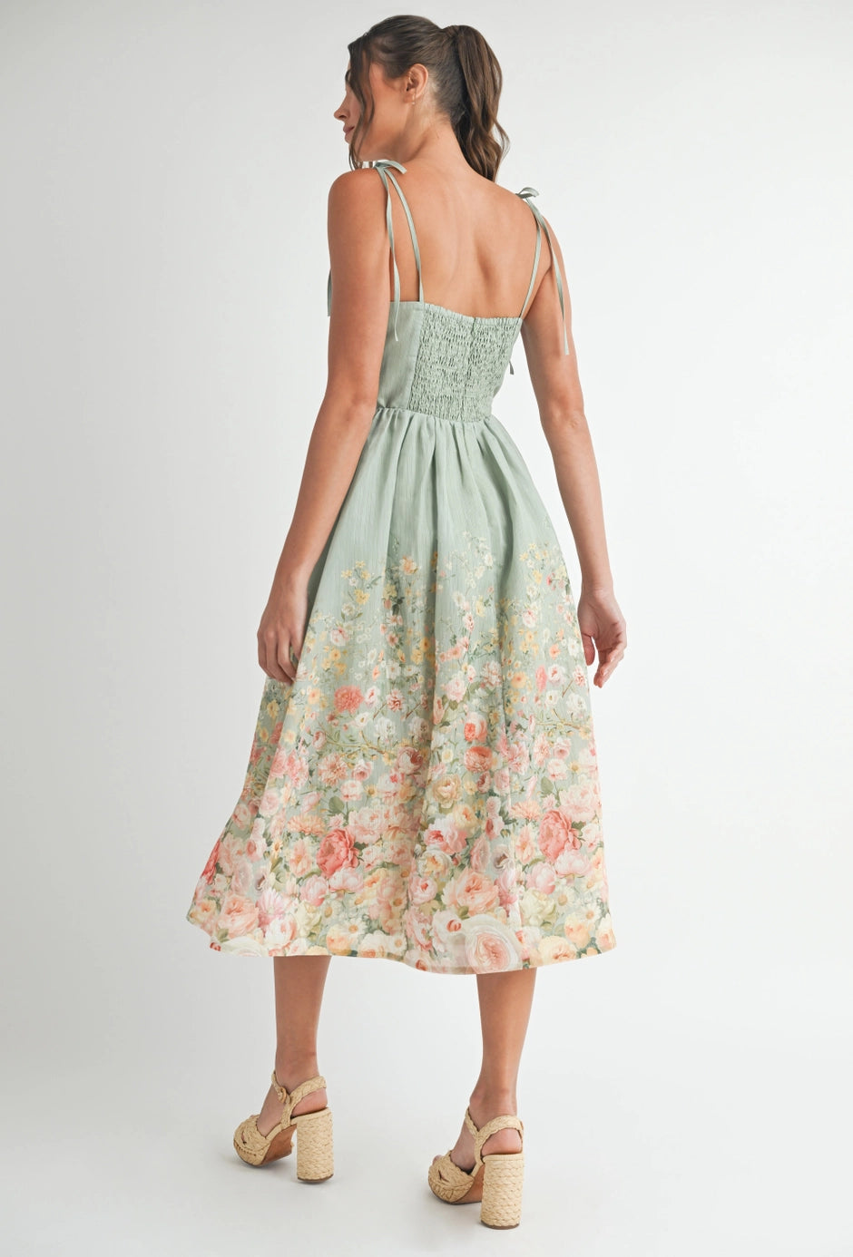 EB LUXE Floral Print Midi Dress