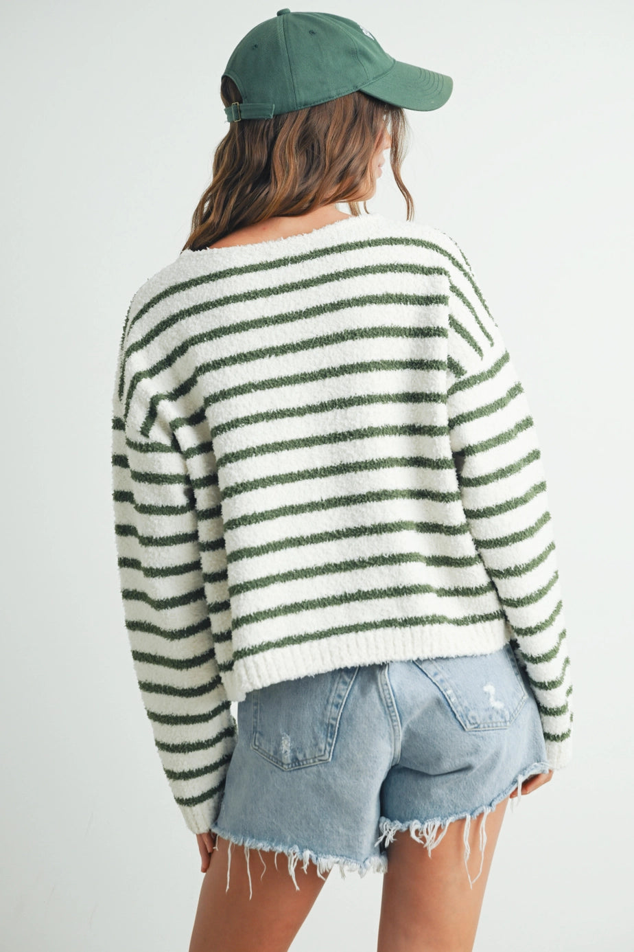 Buttermelon Olive Striped Knit Sweater