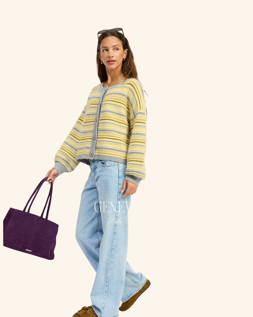 Emory Park Lemon Stripe Cardigan