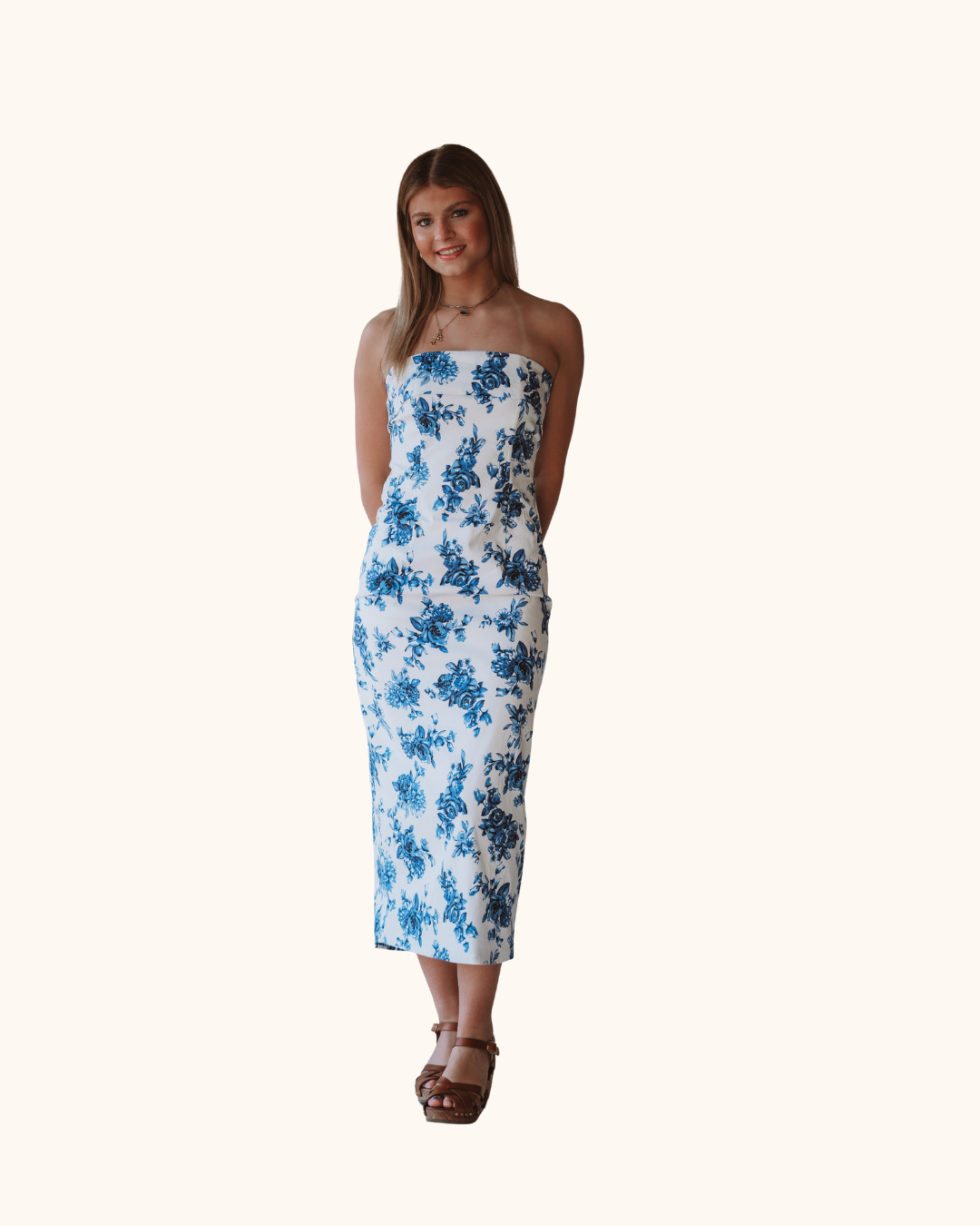 Mable Blue Floral Tube Dress sm Mable Blue Floral Tube Dress sm