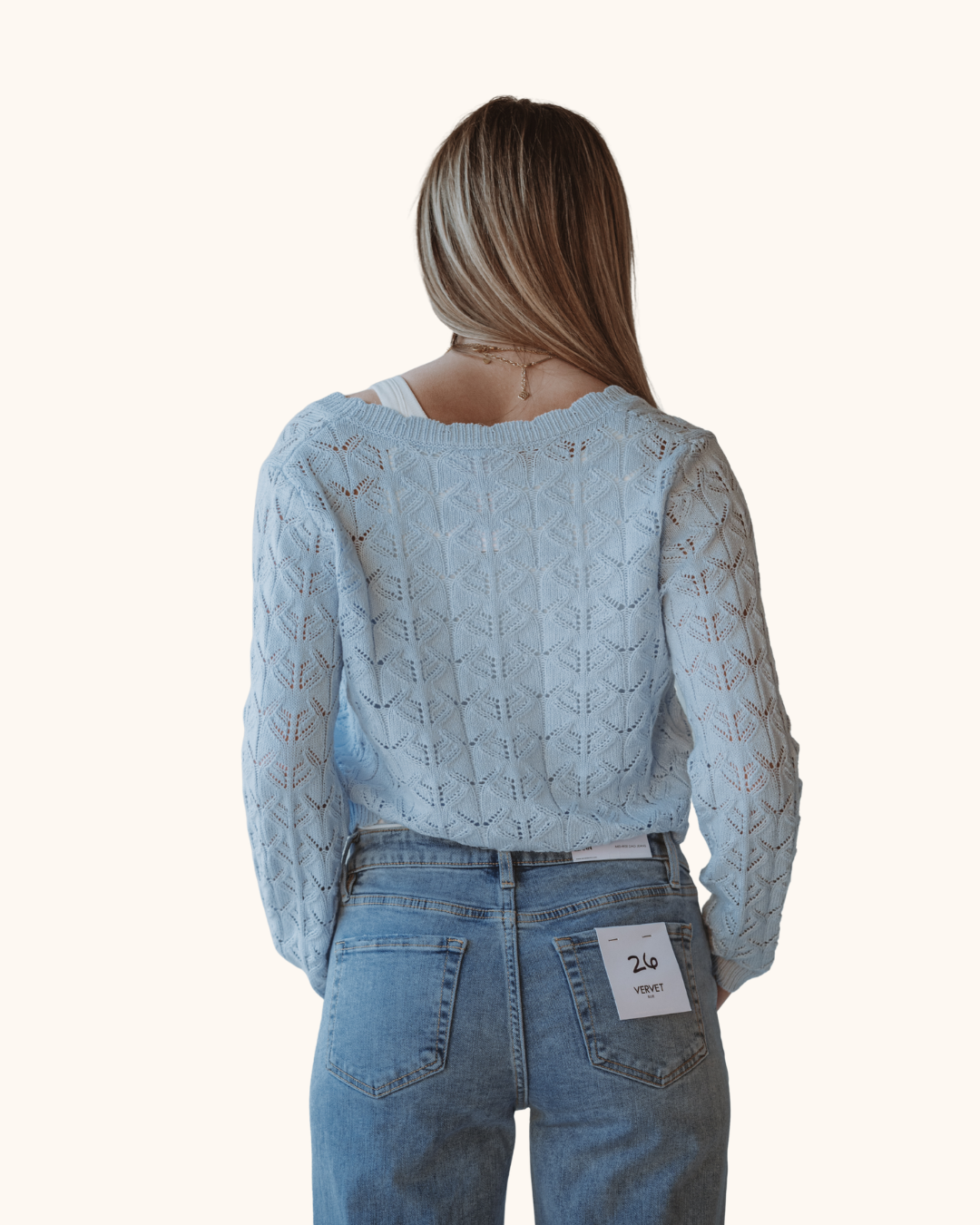 Storia Light Blue Tie Front Knit Cardigan