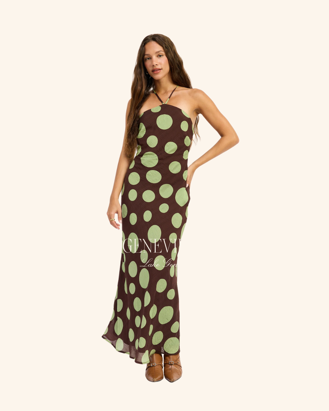 Emory Park Brown Green Halter Midi