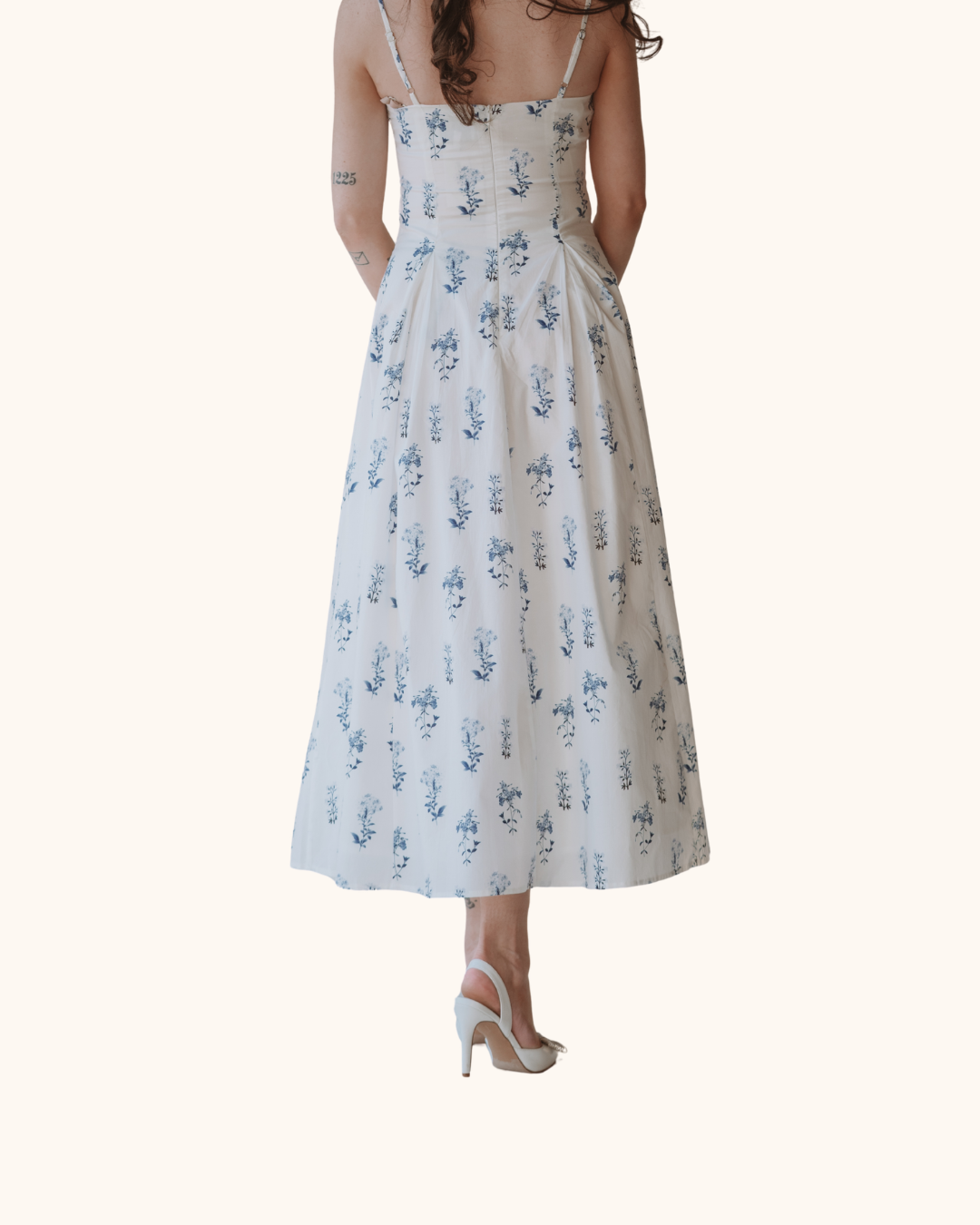 Mable Floral Strap Shoulder Midi Dress