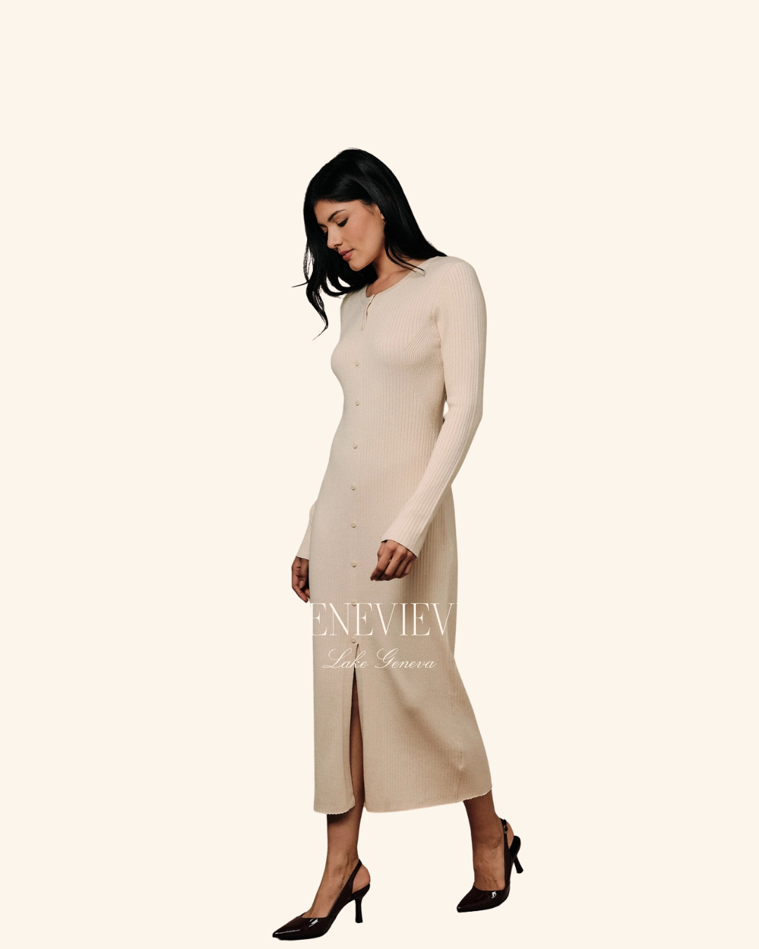Sunday Edition Ribbed Button Down Sweater Dress