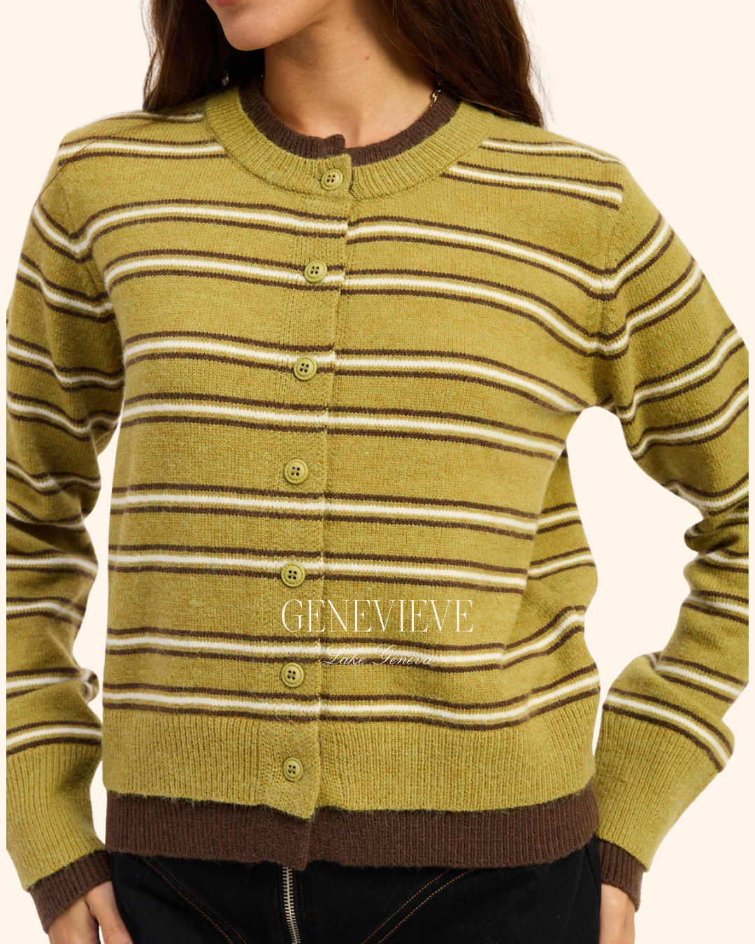 Emory Park Olive Stripe Cardigan