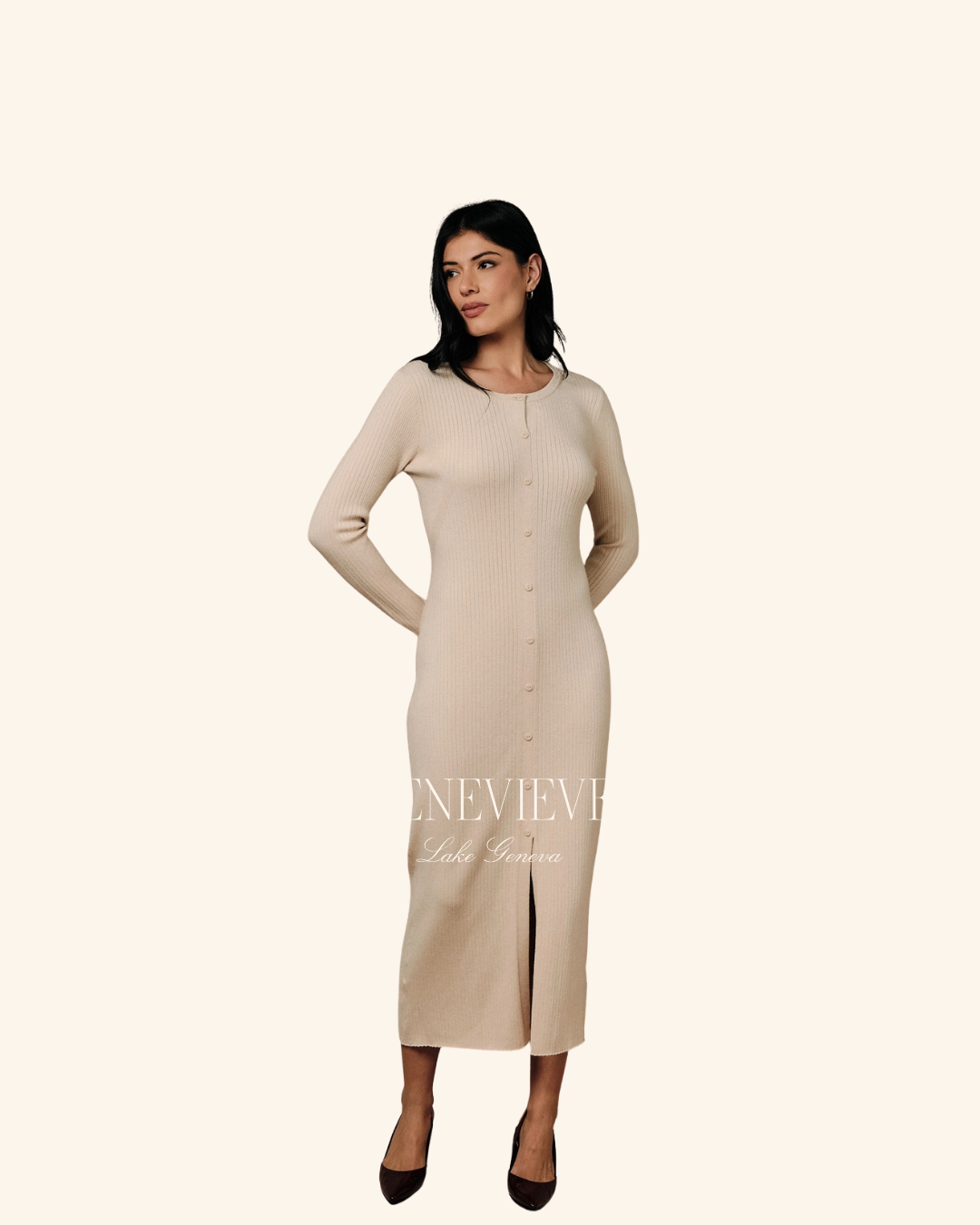 Sunday Edition Ribbed Button Down Sweater Dress