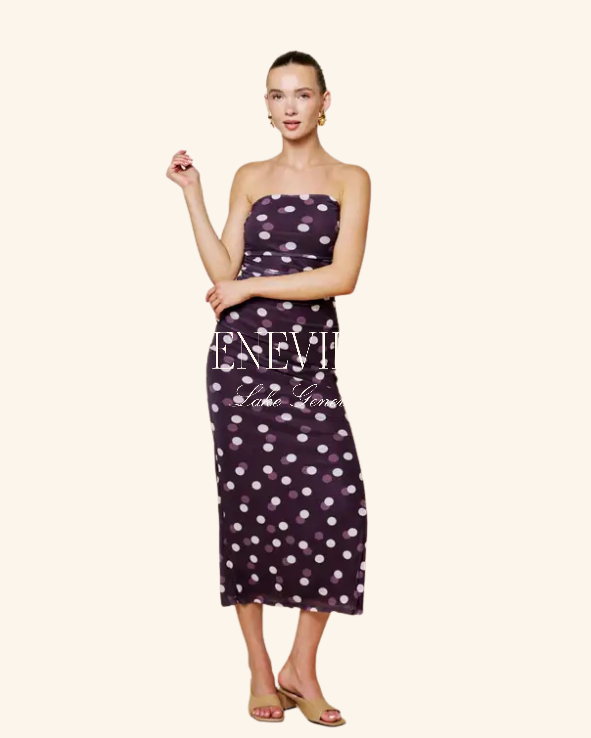 Blue Blush Purple Polka Dot Maxi Dress