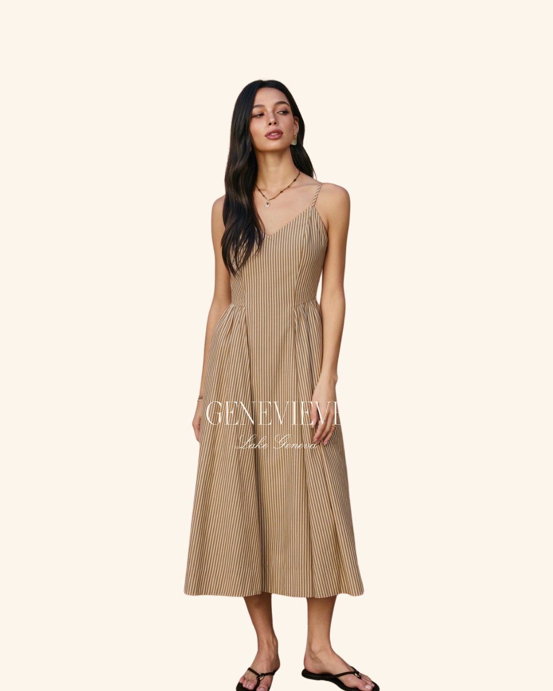 Dress Forum Brown White Striped Maxi
