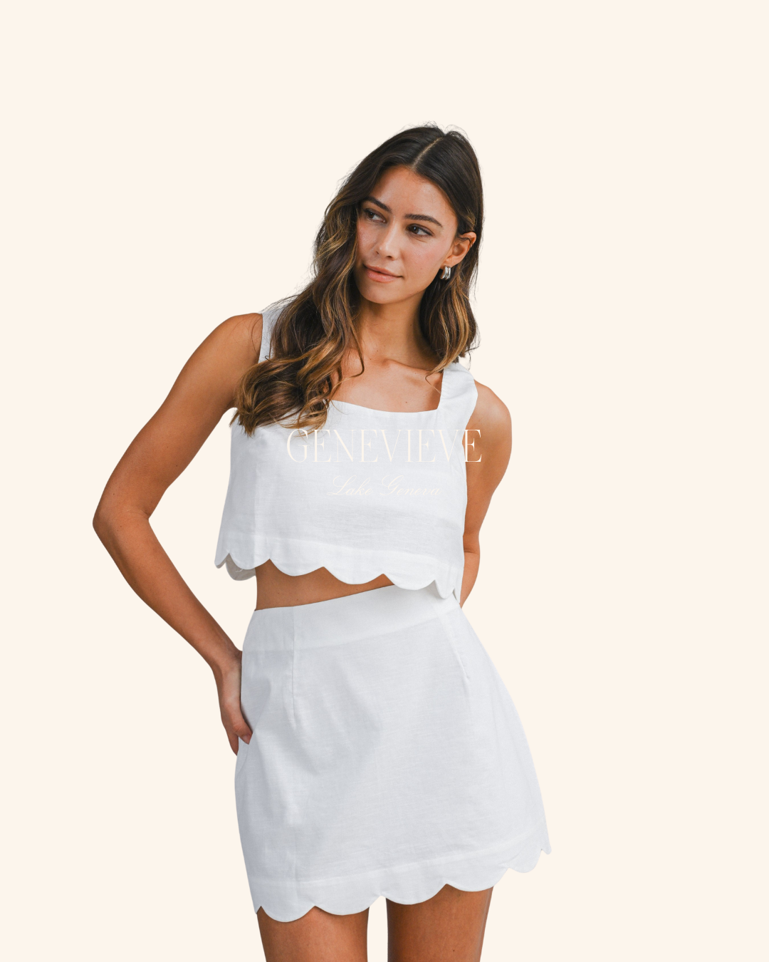 Mable Oat Scallop Hem Skirt