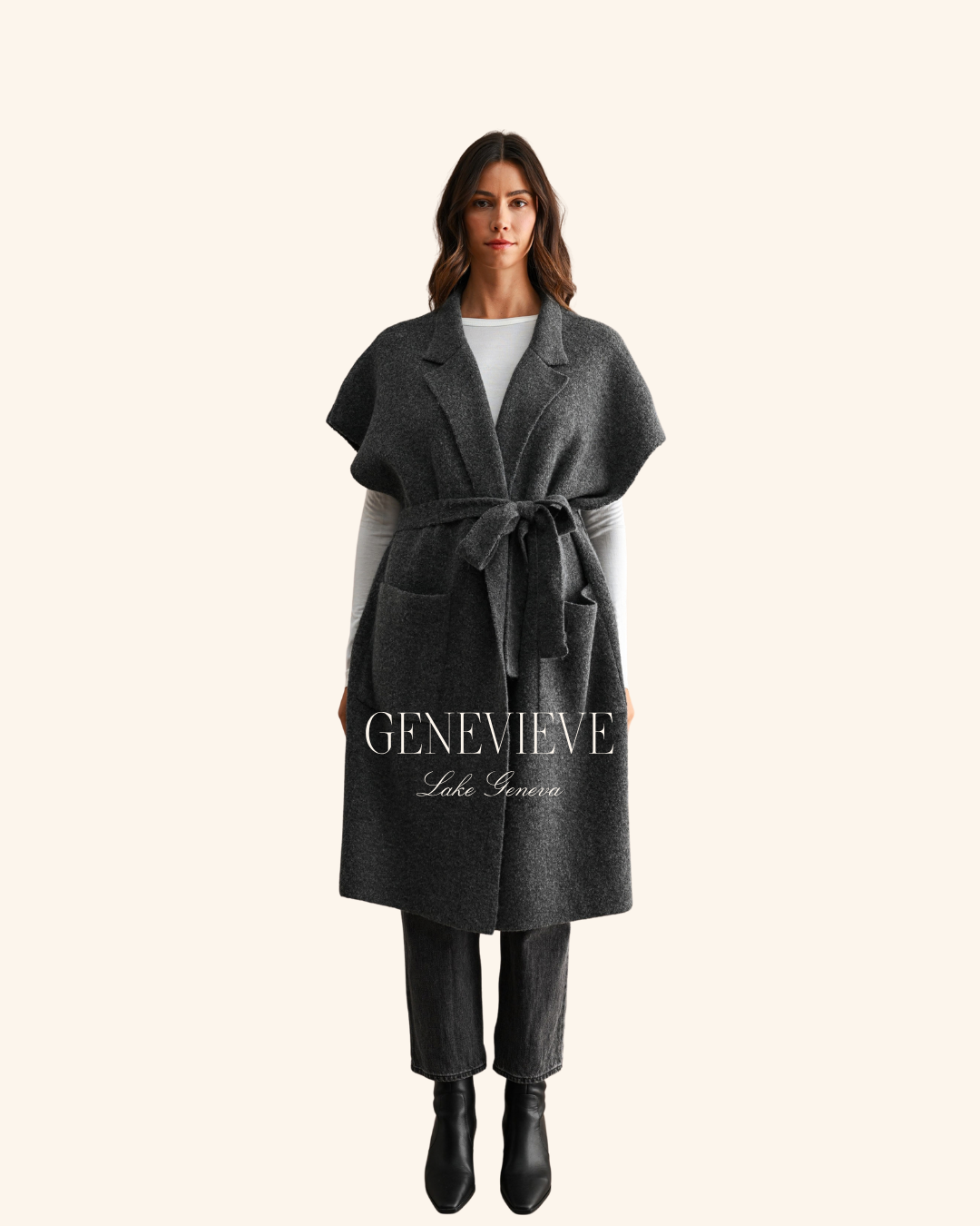 Mable Charcoal Belted Vest