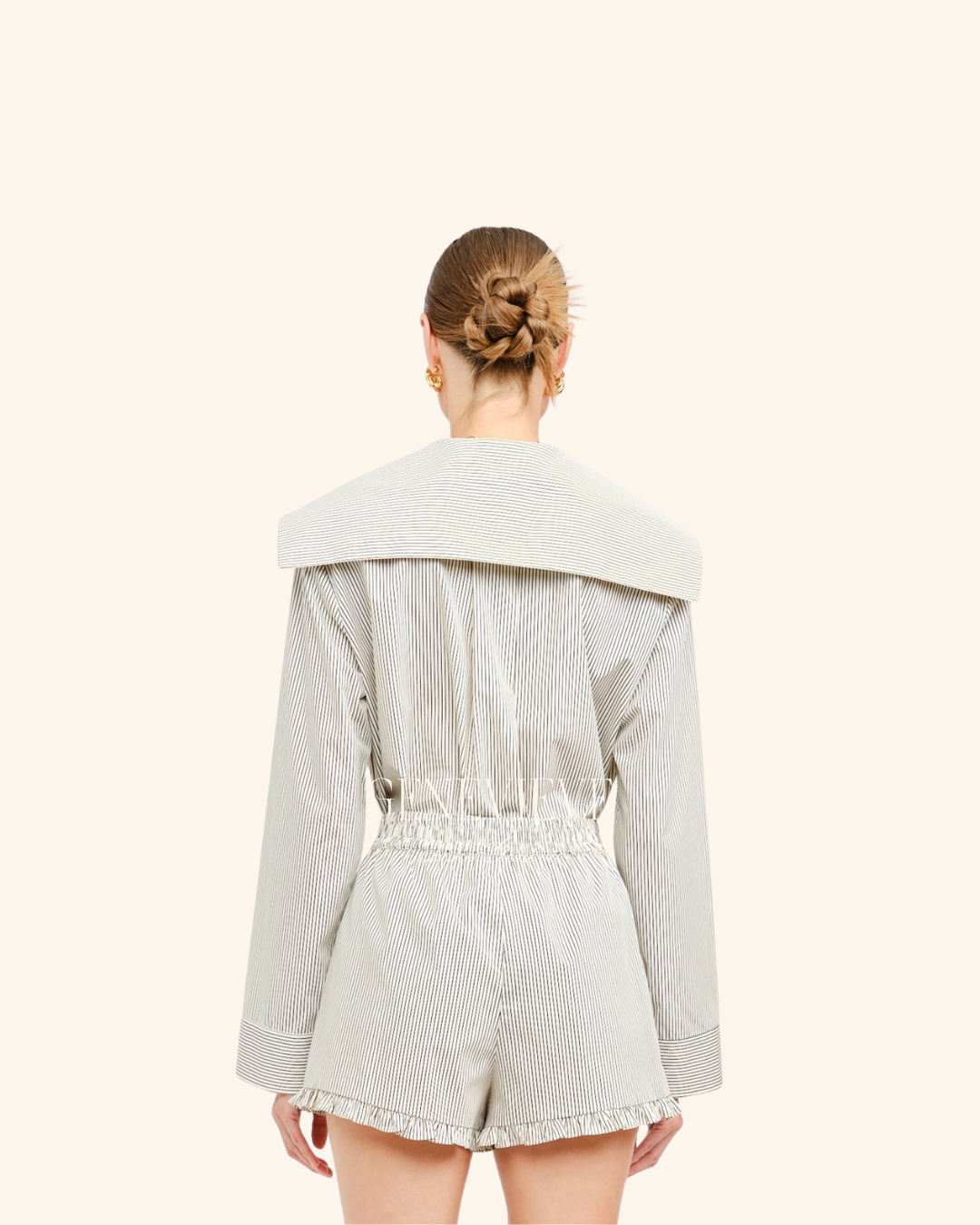 Sofie The Label Cream Stripe Collar Blouse