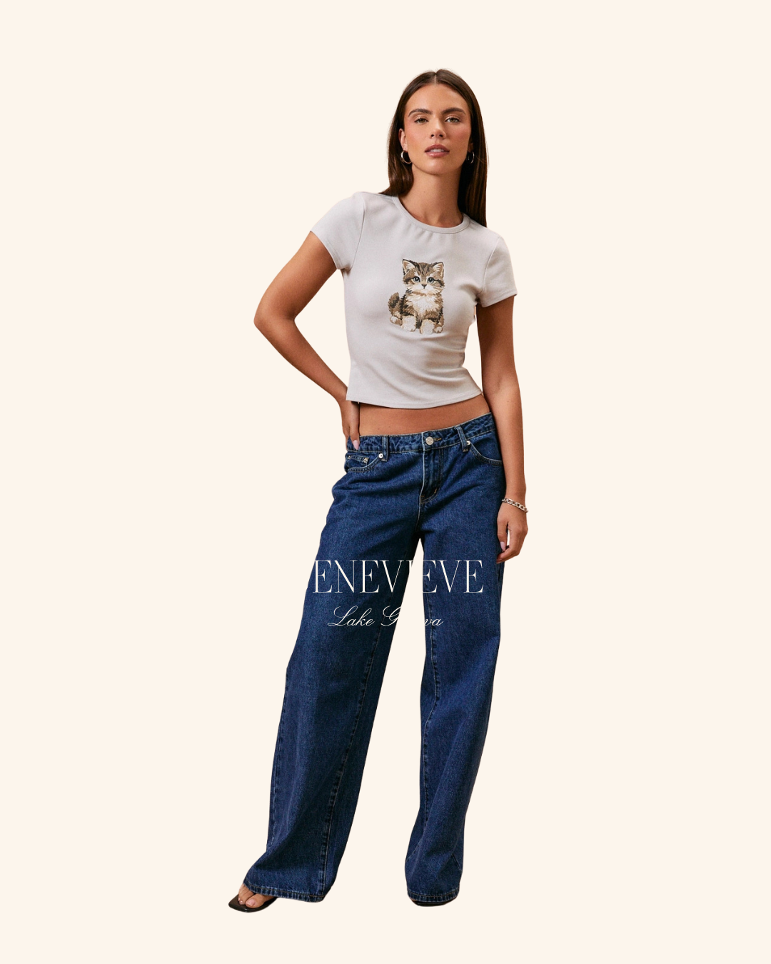 Le Lis Cat Embroidery Tee