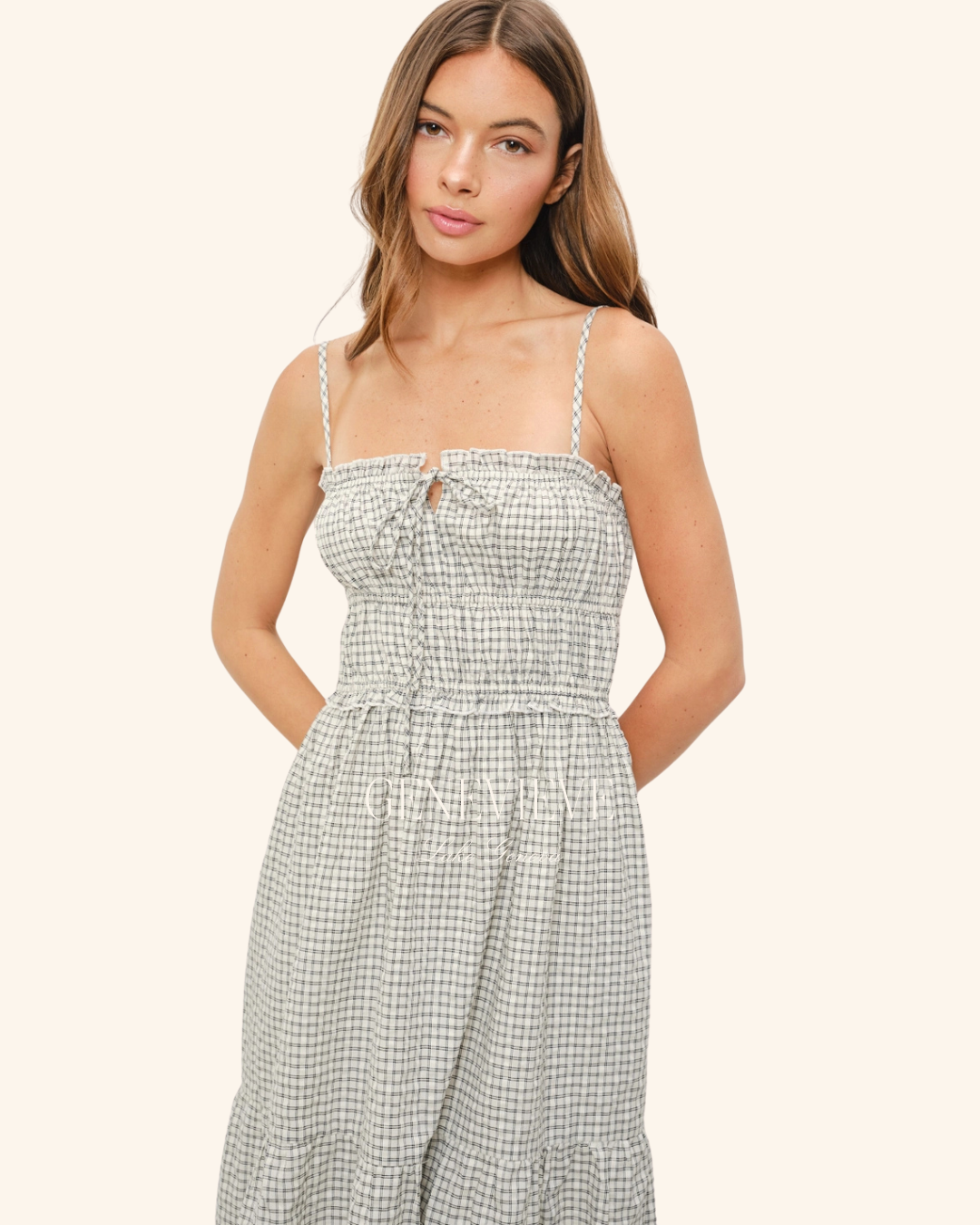 Pretty Garbage Ivory Black Plaid Maxi