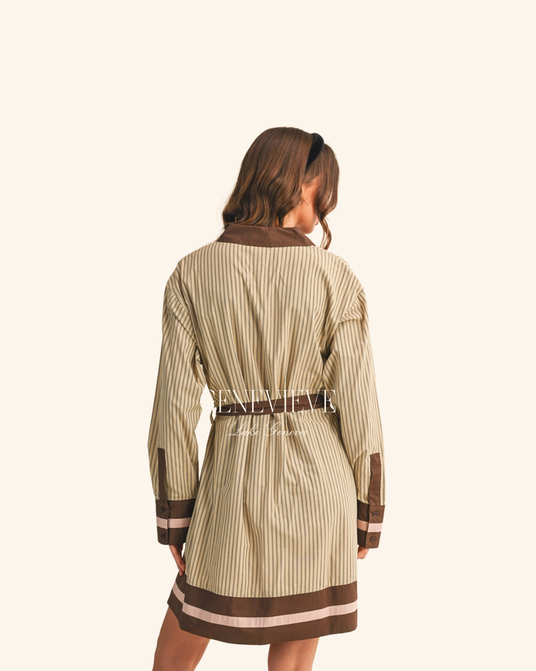 & Merci Sand Button Down Collar Mini Dress