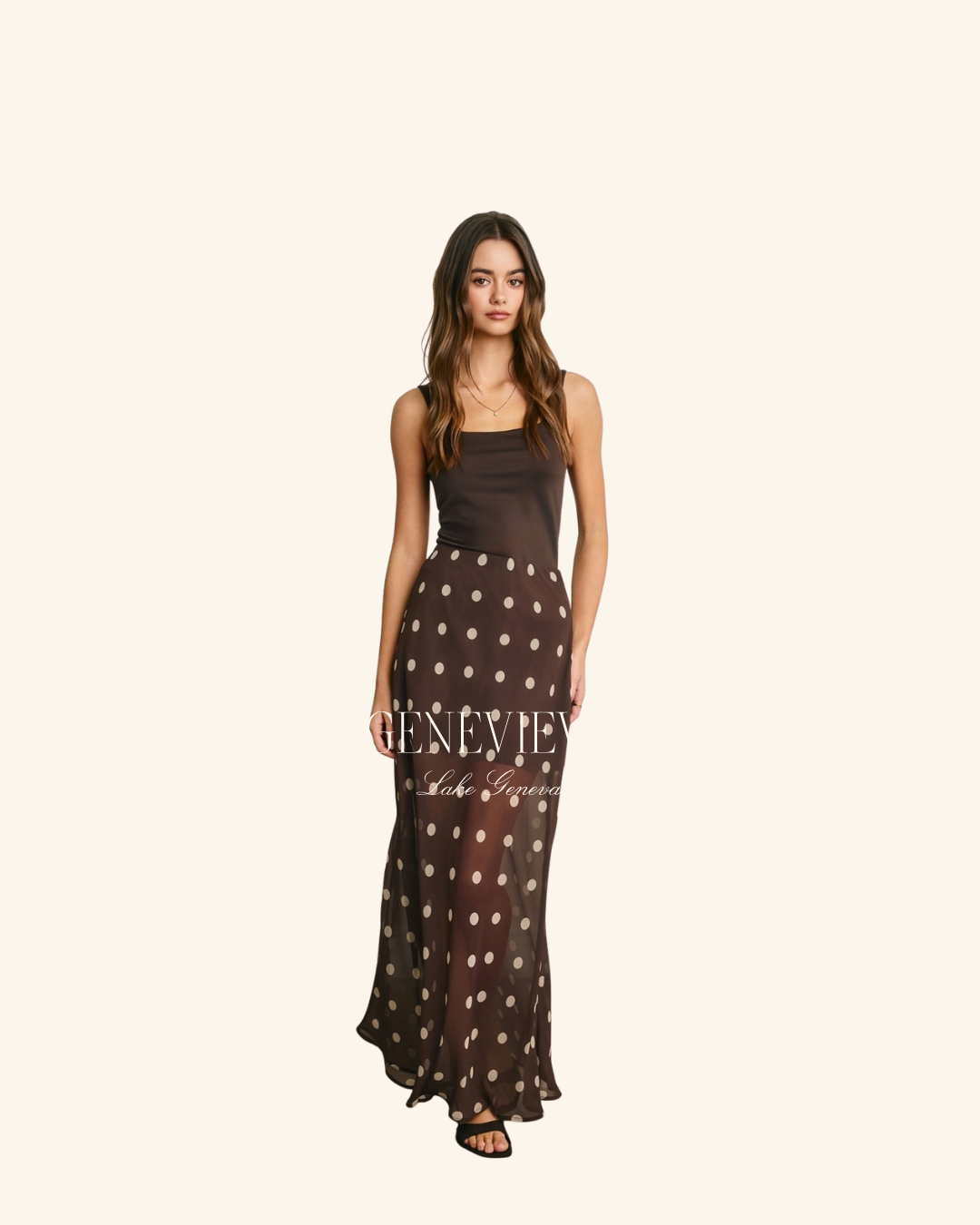 Dress Forum Chocolate Cream Polka dot Skirt