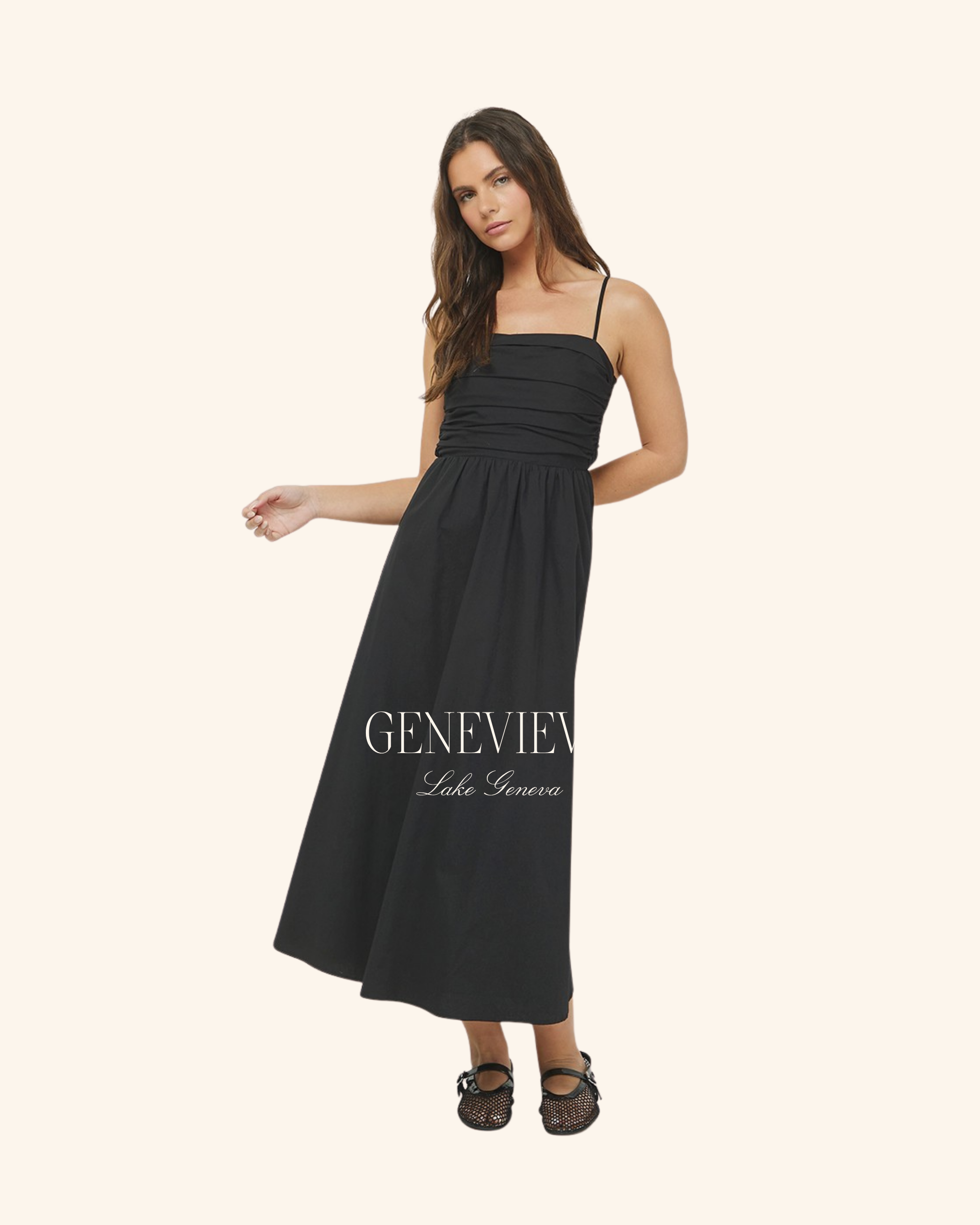 Needii Black Lace-Up Tiered Maxi Dress