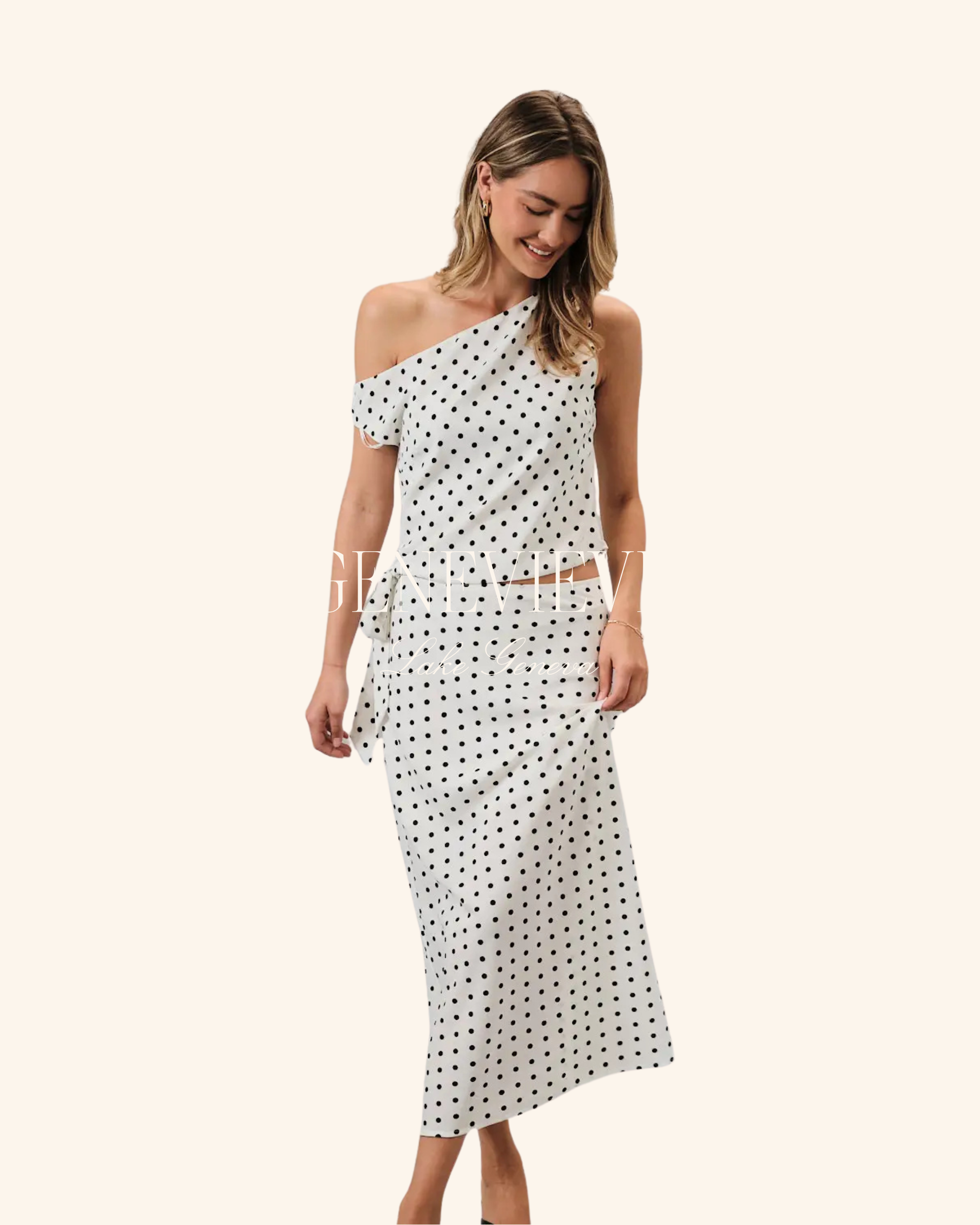 Sunday Edition Polka Dot Satin Midi Skirt