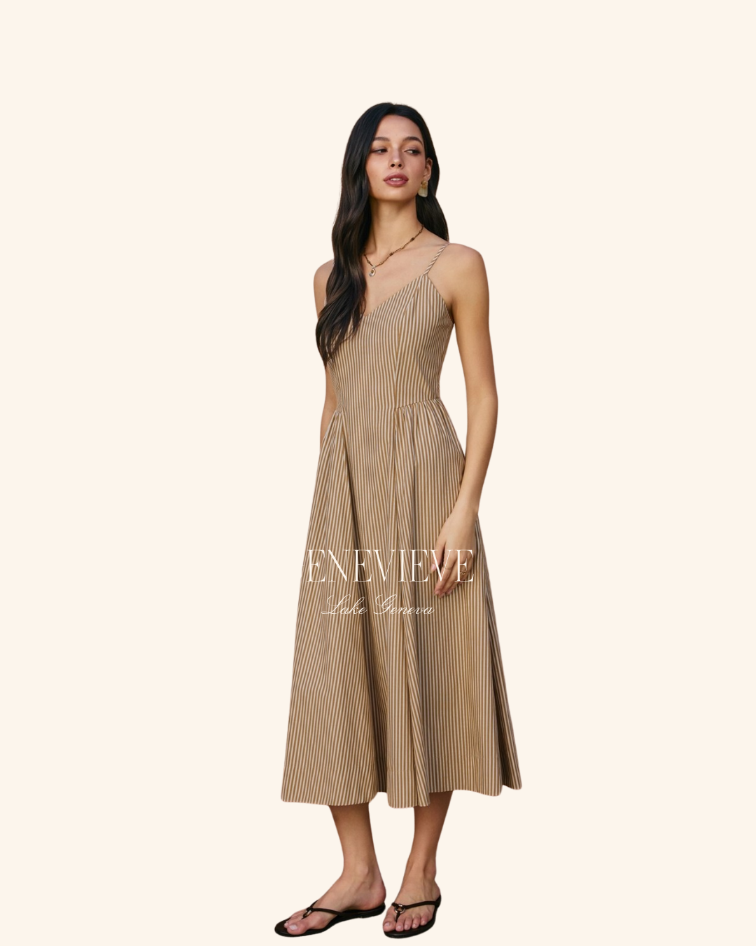 Dress Forum Brown White Striped Maxi