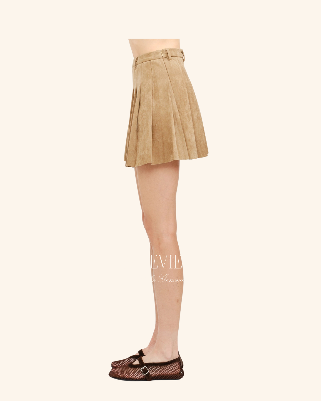 Sofie The Label Tan Vegan Pleated Mini Skirt