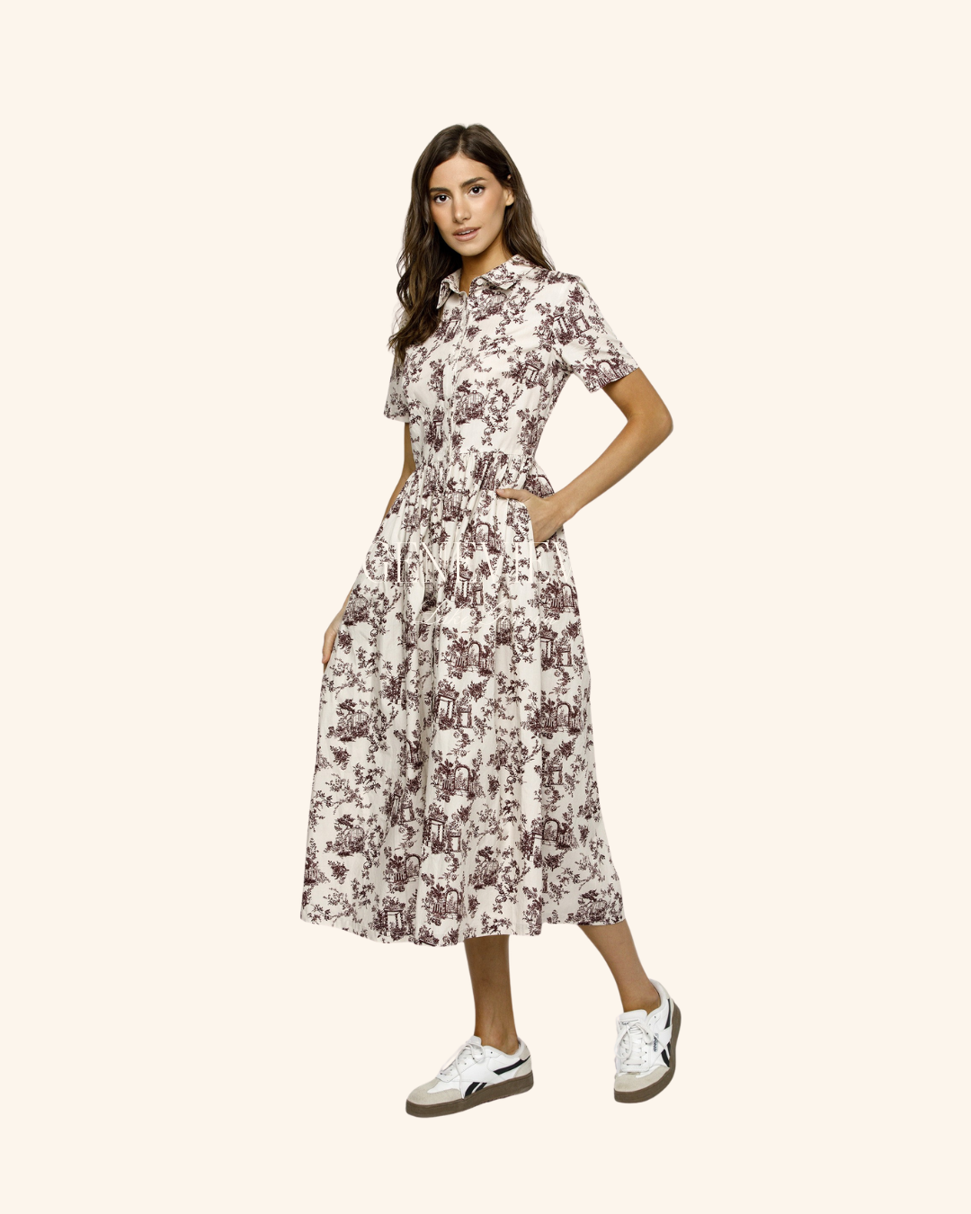 Storia Ivory Burgundy Maxi Dress
