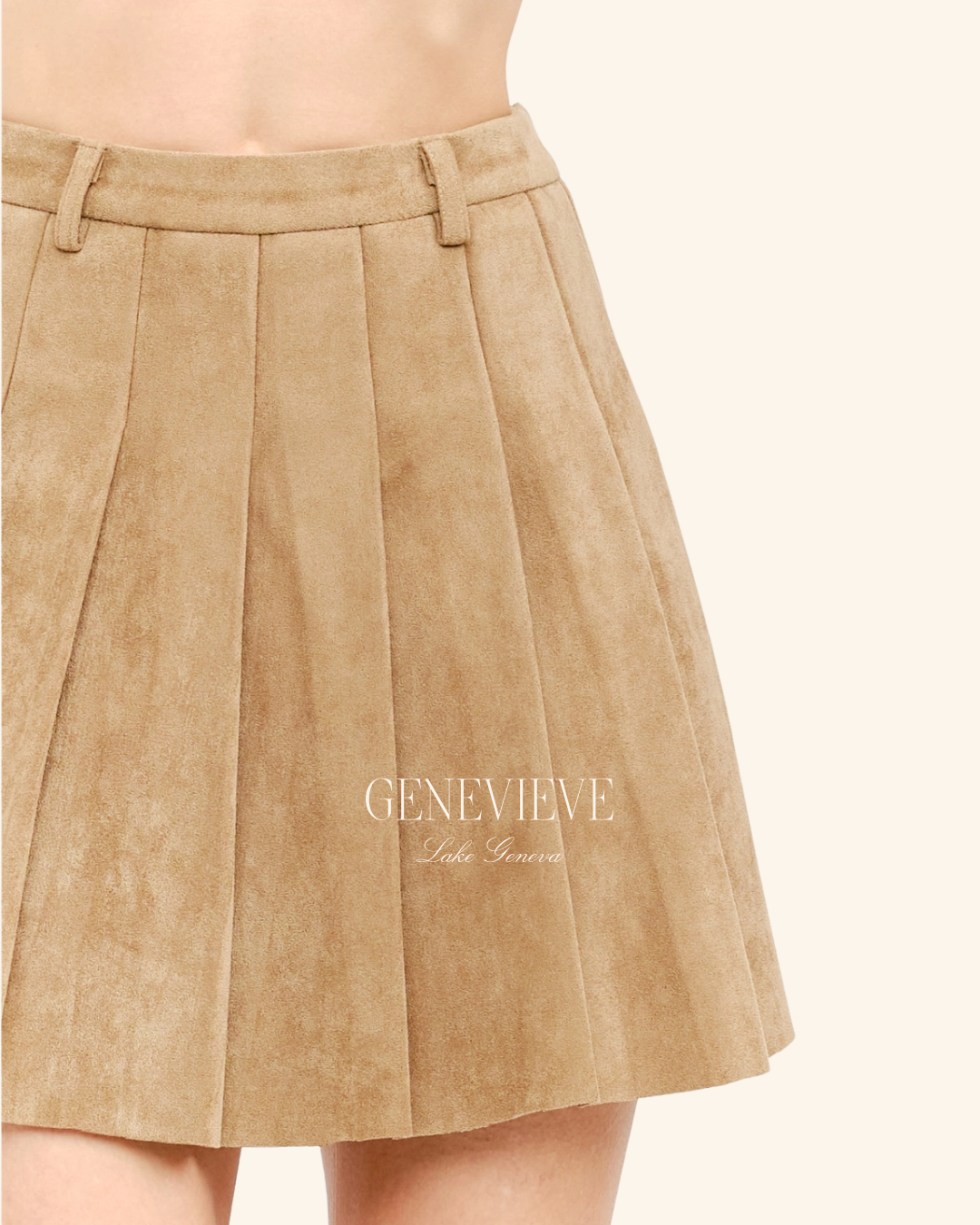 Sofie The Label Tan Vegan Pleated Mini Skirt