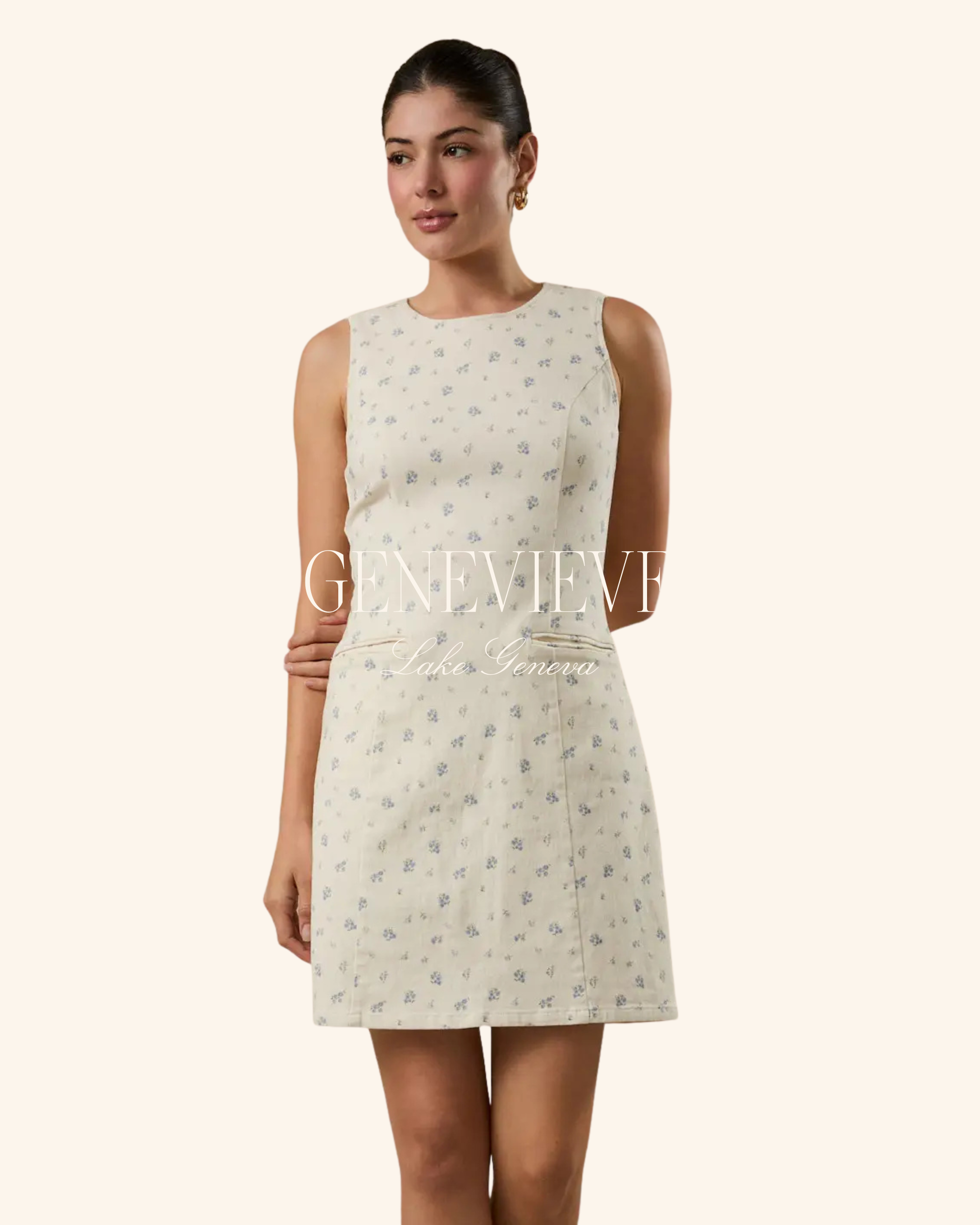 Sunday Edition Ditsy Floral Stretch Twill Dress