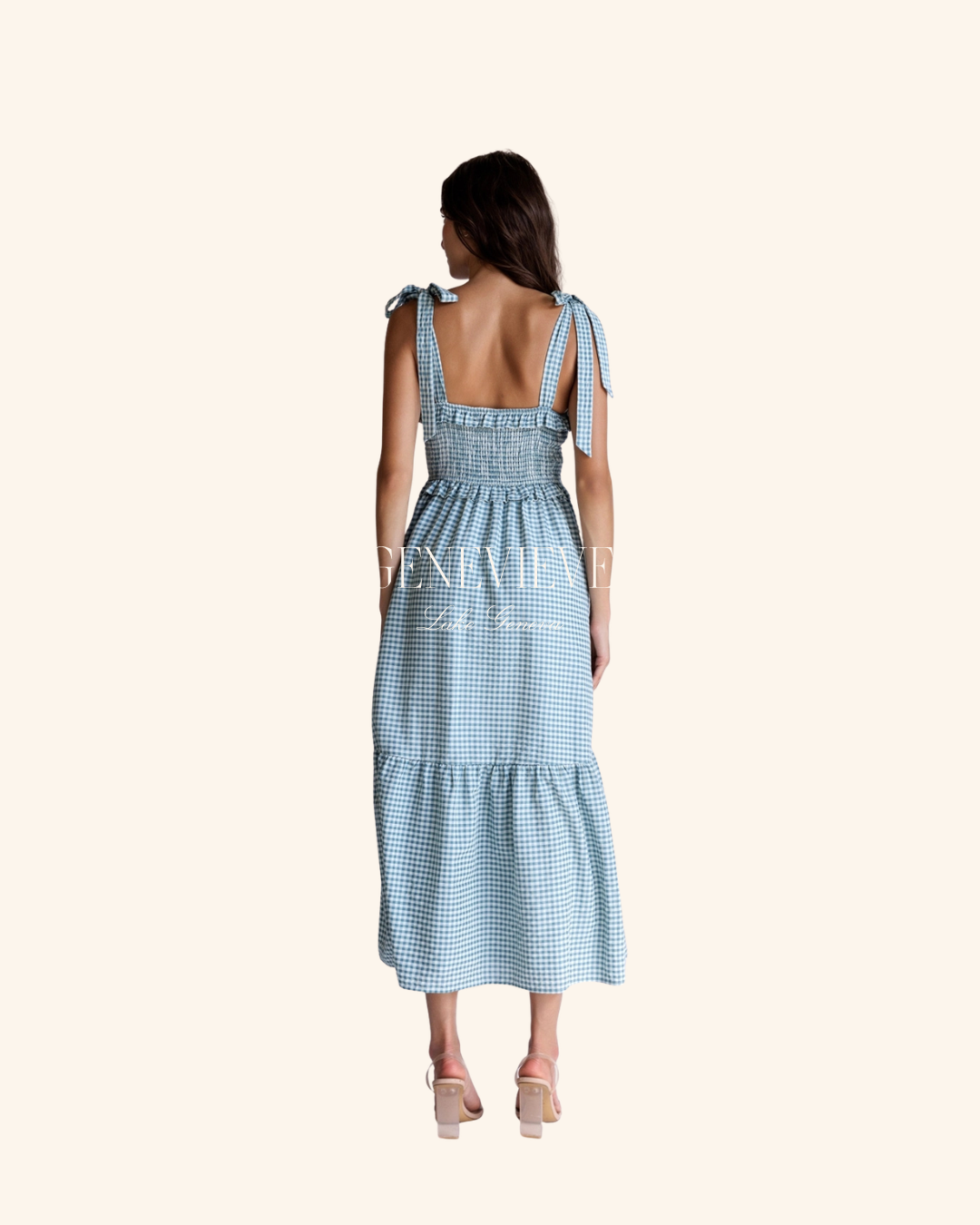 Storia Ivory Teal Smocked Dress