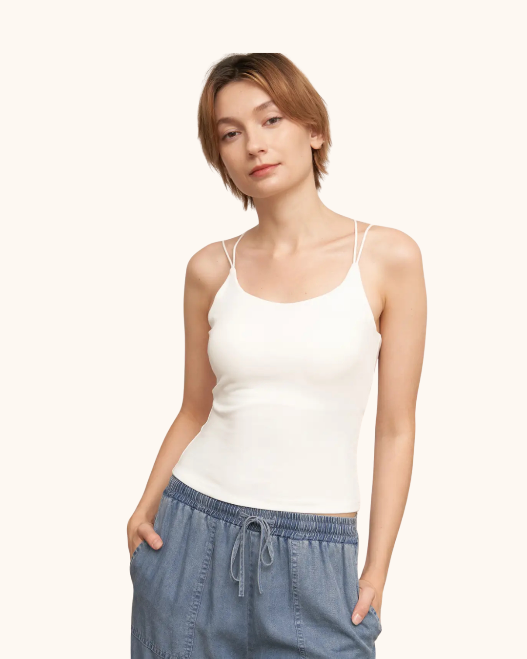 En Crème Strappy Padded Cami Top (Various Colors)