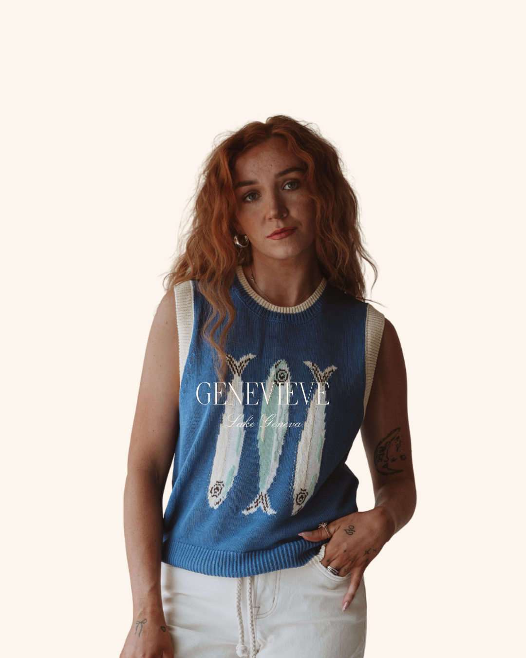 Sunday Edition Blue Fish Sweater Vest