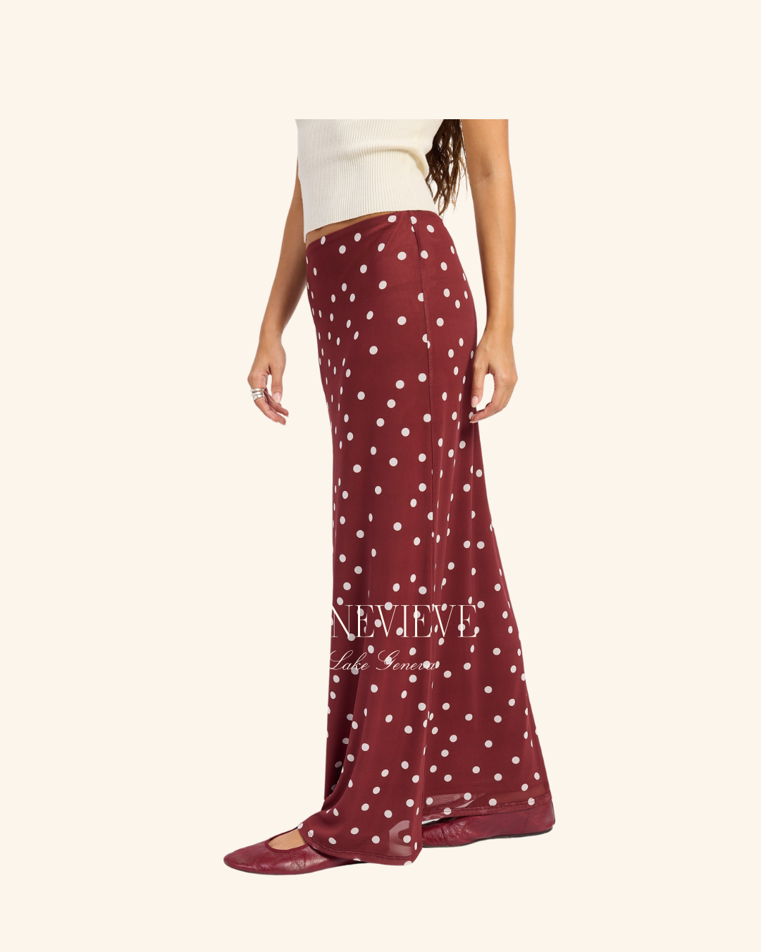 Emory Park Maroon Polkadot Skirt
