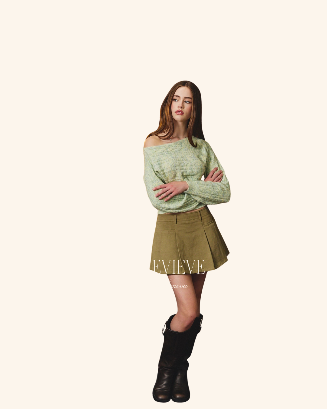 Le Lis Green One Shoulder Sweater