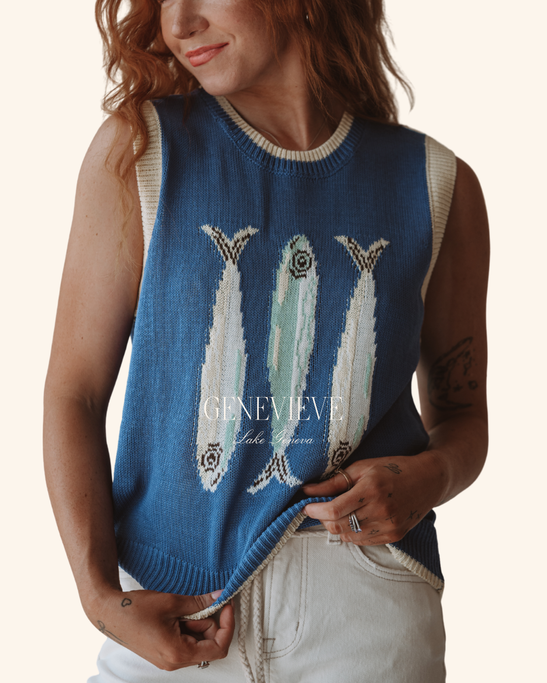 Sunday Edition Blue Fish Sweater Vest