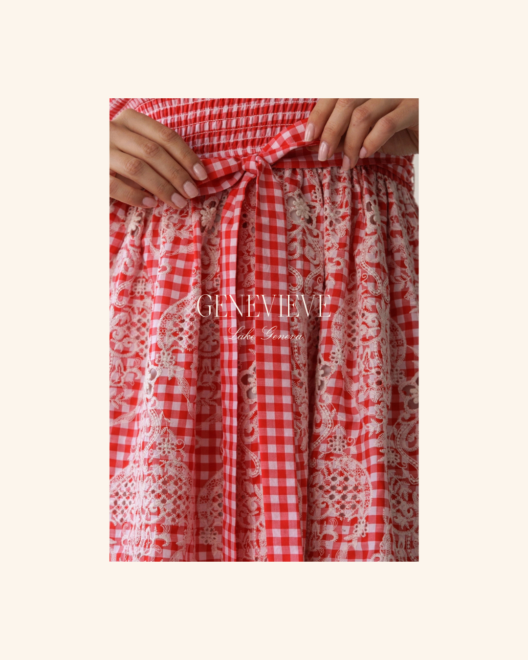 Storia Red Plaid Lace Tie Mini Dress