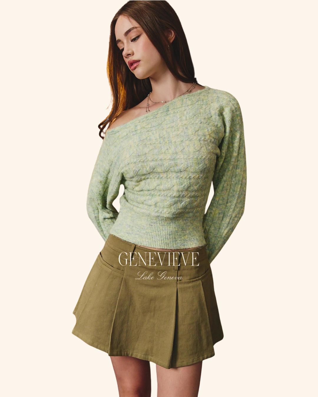 Le Lis Green One Shoulder Sweater