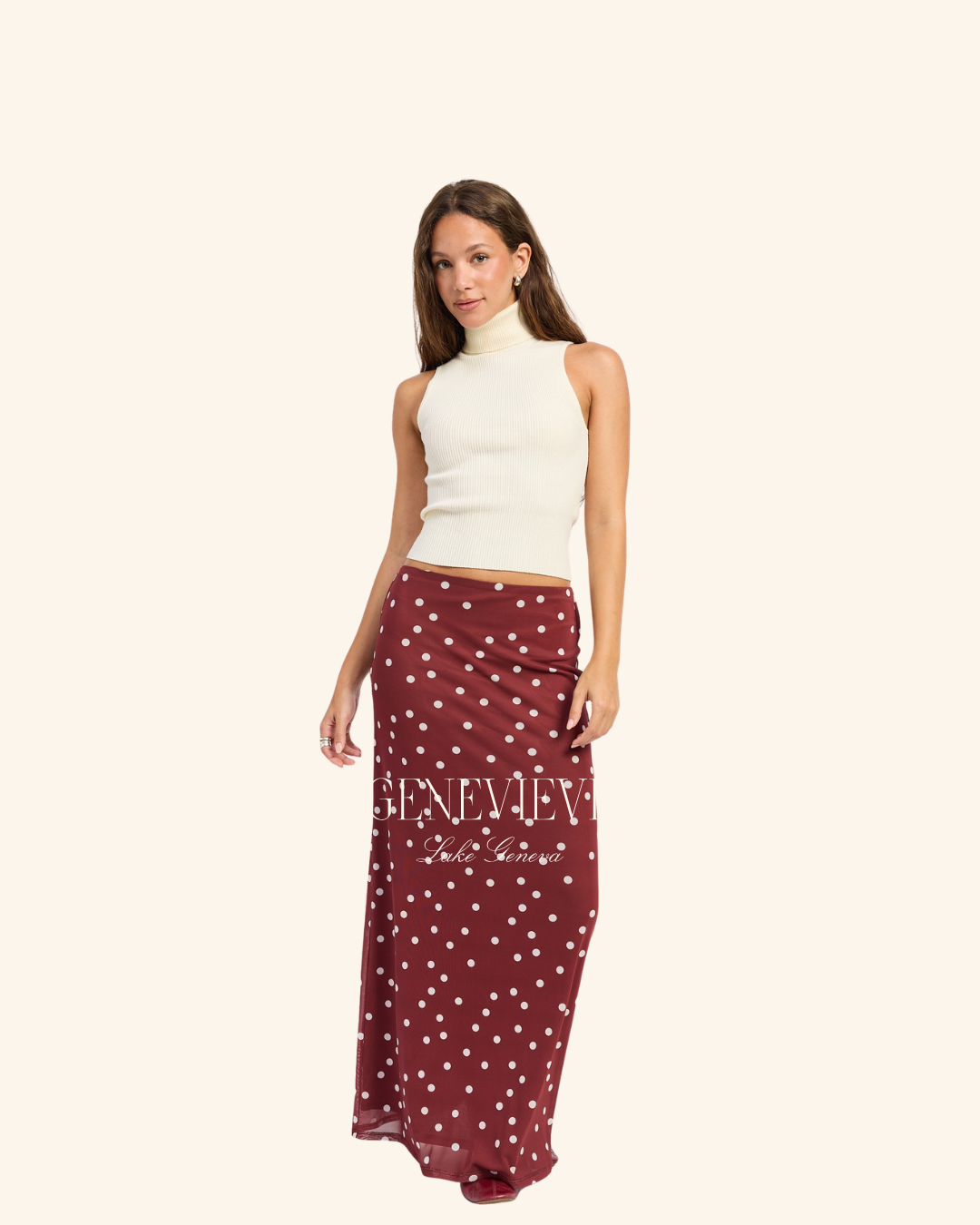 Emory Park Maroon Polkadot Skirt