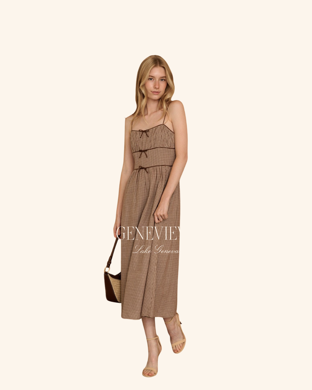 Storia Brown Plaid Maxi Dress
