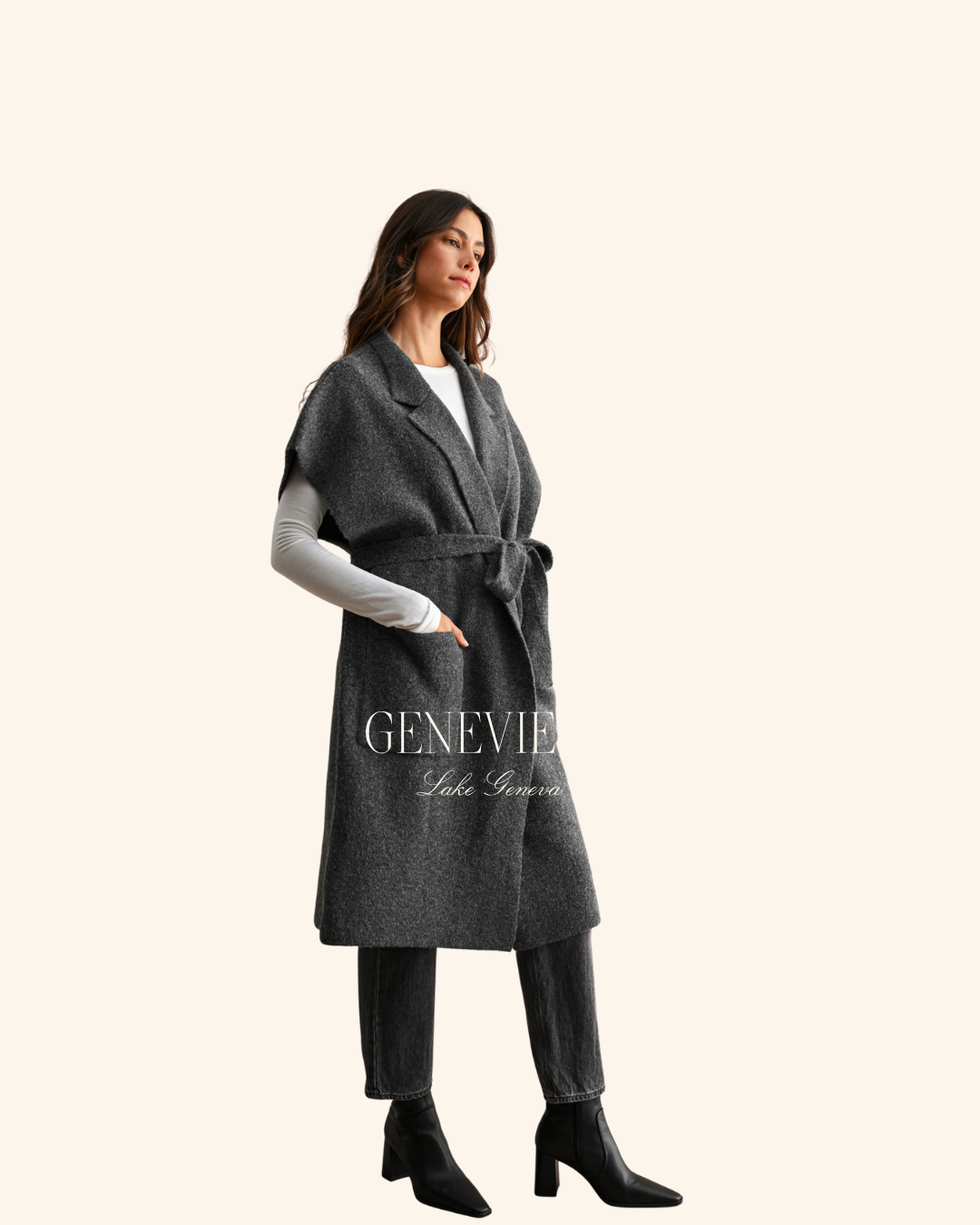 Mable Charcoal Belted Vest